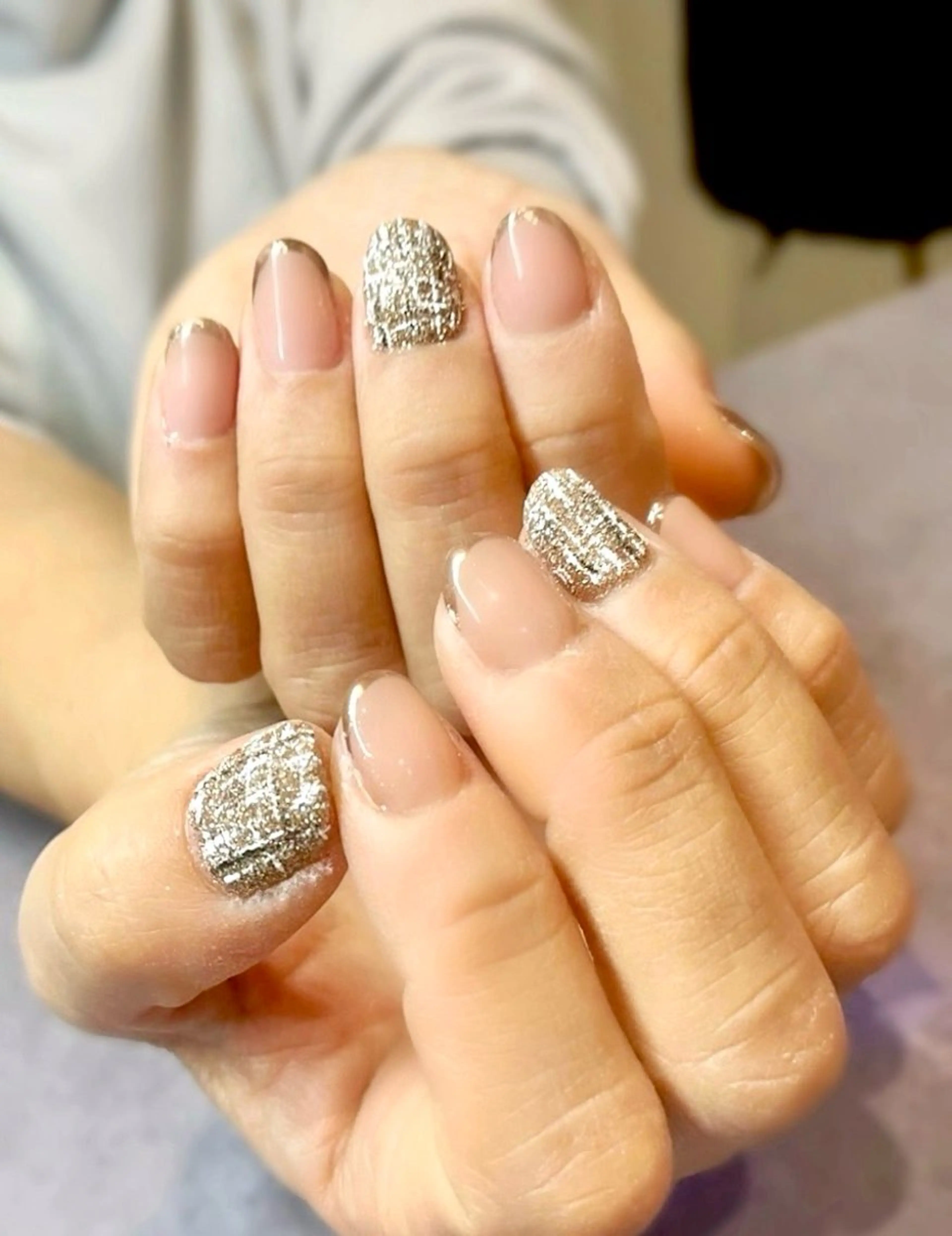 ネイル フレンチネイル ラメ(グリッター) 吉川 由喜枝のネイルデザイン