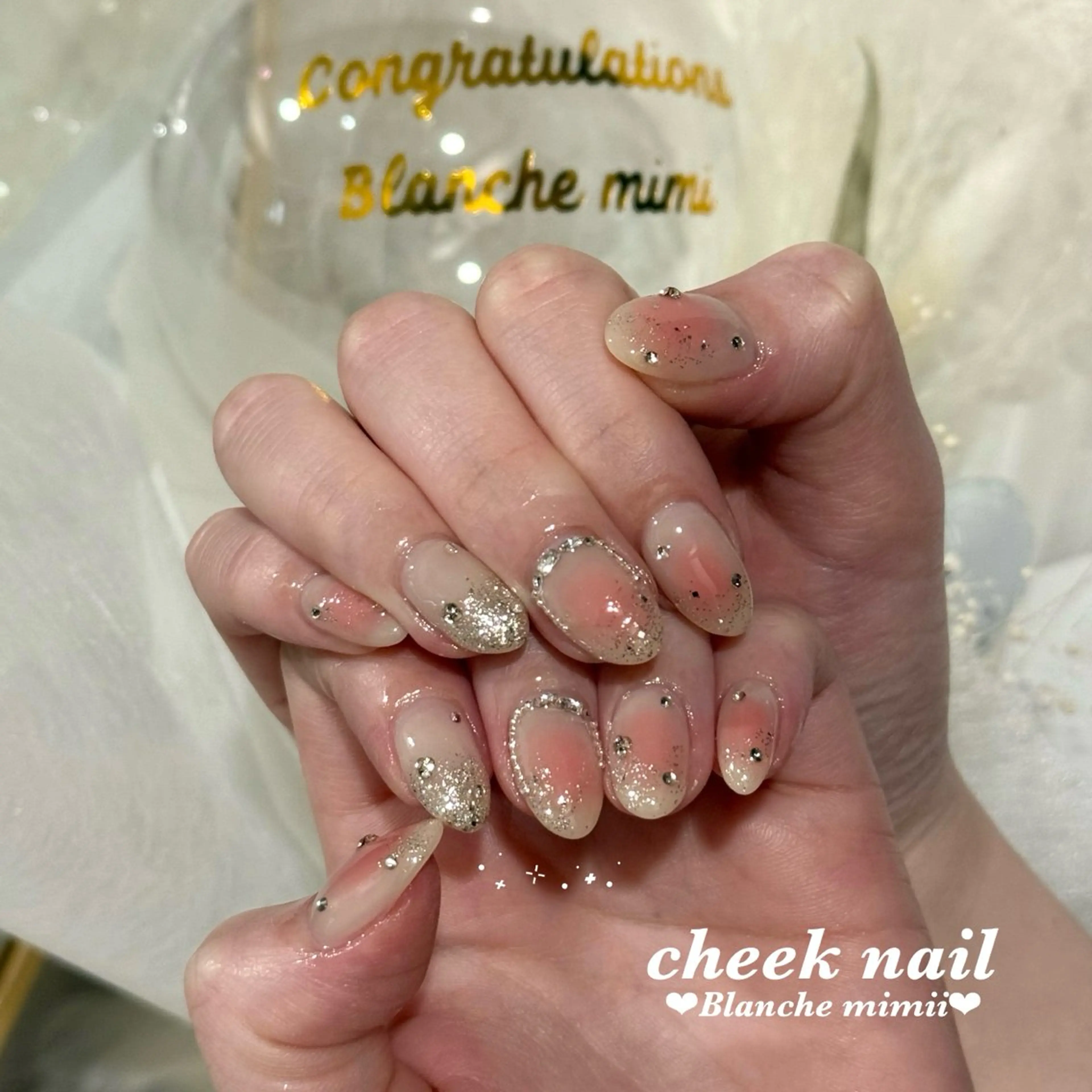ネイル チークネイル フラッシュネイル フットネイル ジェルネイル ガーリー ハンドネイル Blanche Ayaのネイルデザイン
