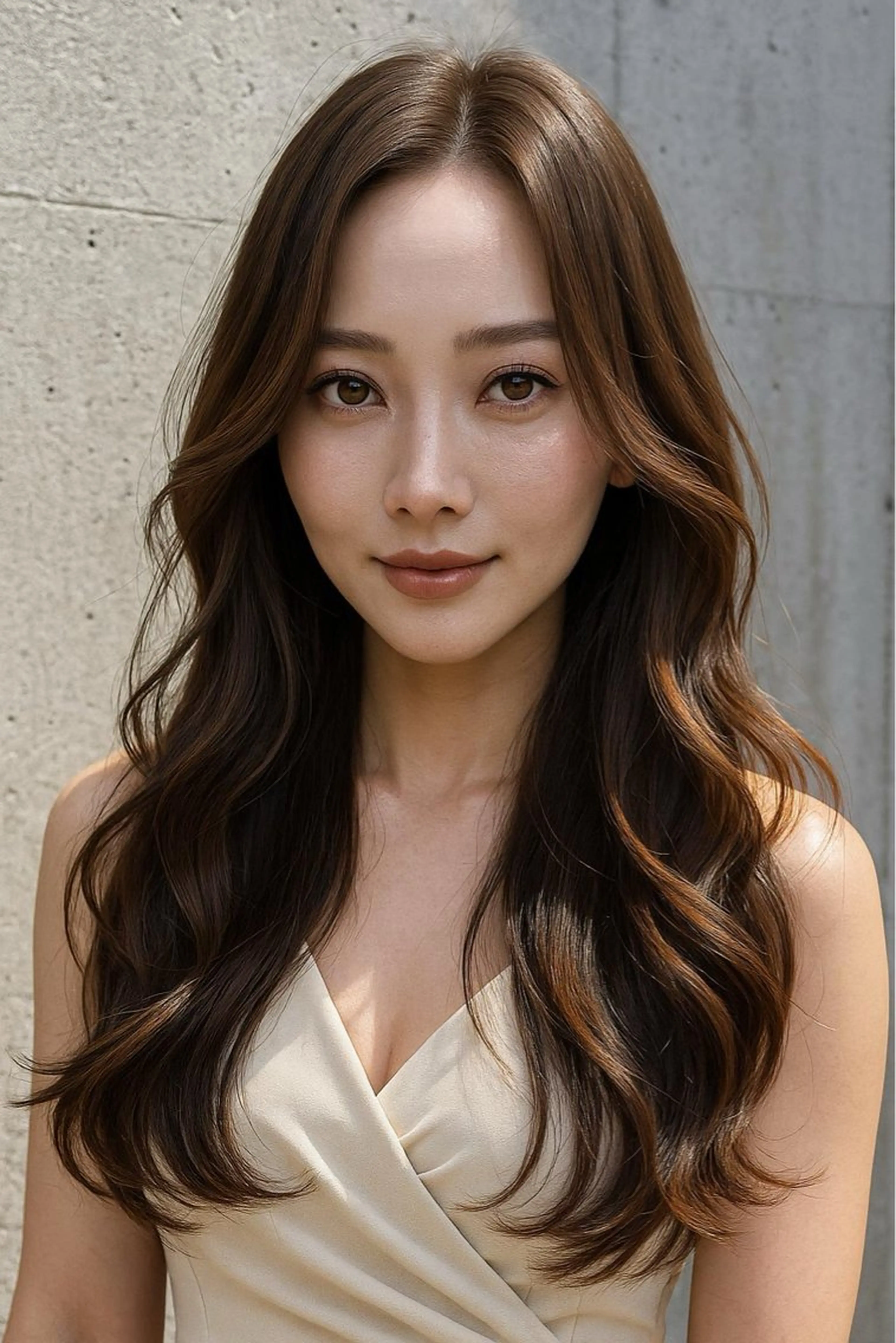 ロング カラー パーマ ブラウンカラー ショコラブラウン ロング カット パーマ トリートメント さく/髪質改善× 縮毛矯正/町田のヘアスタイル