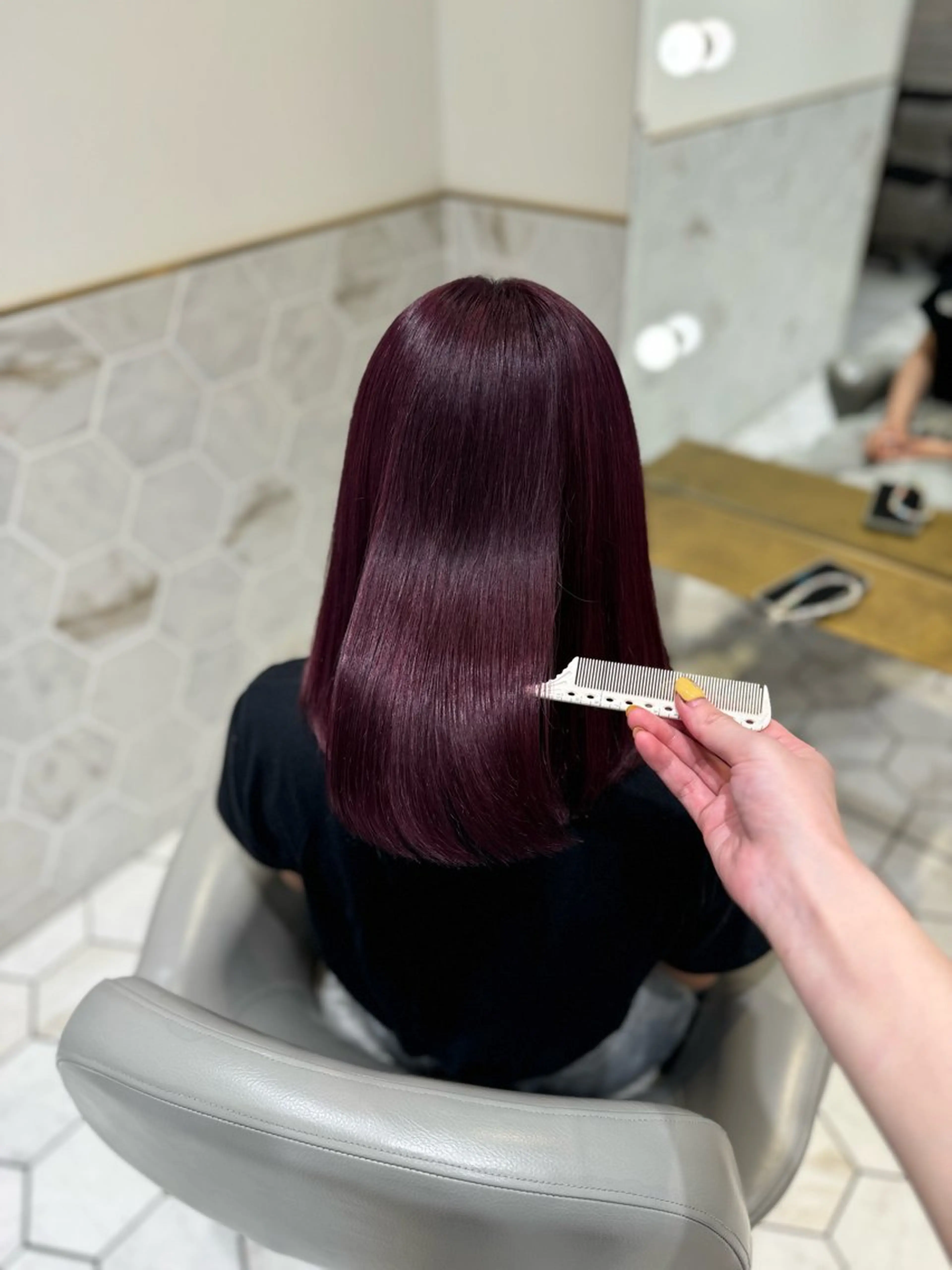 ロング カラー ラベンダーカラー ピンクカラー ピンクラベンダー costes 今井芽依のヘアスタイル