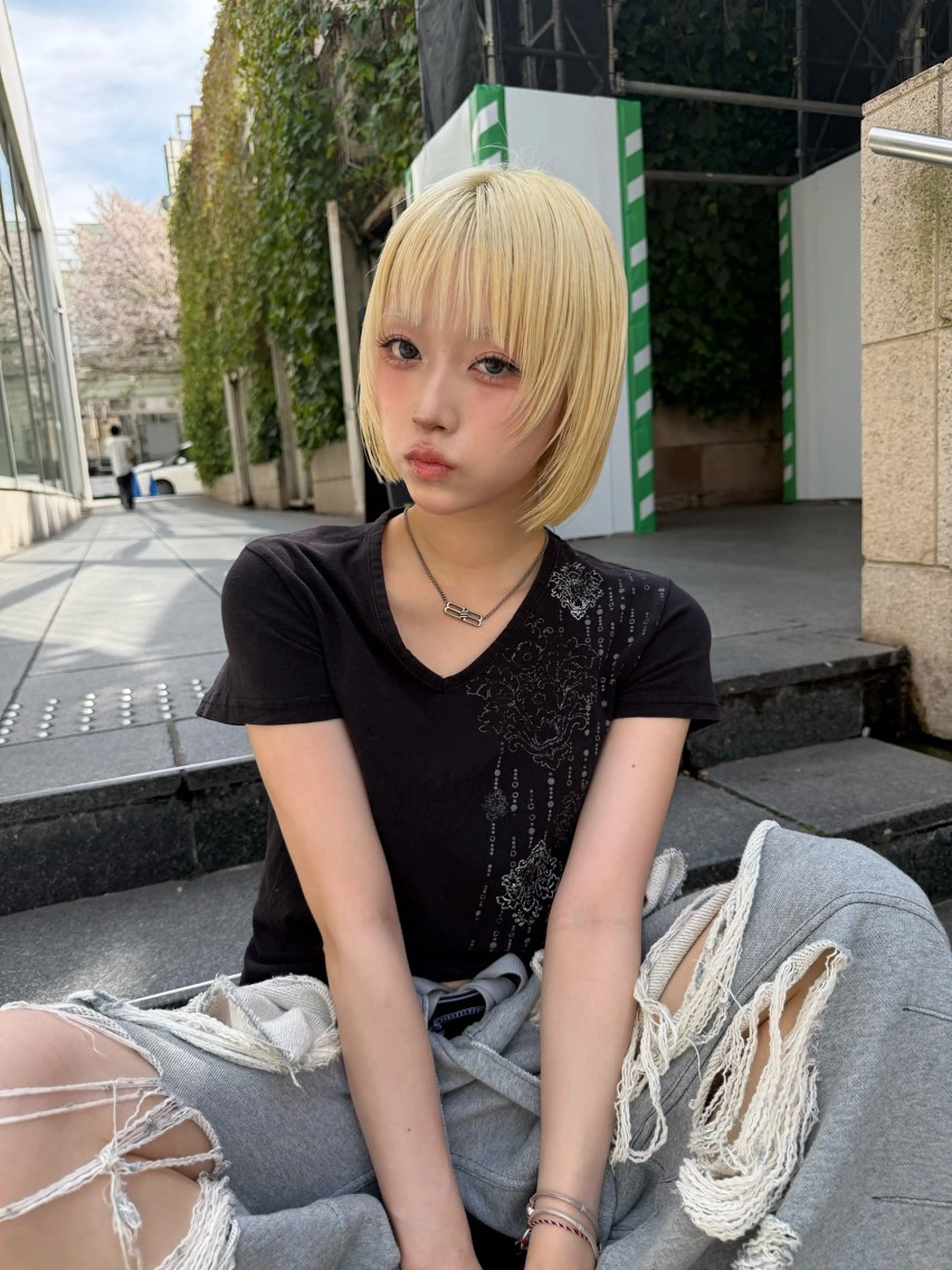 ショート カラー 切りっぱなしボブ ブリーチ ブロンド ケアブリーチ 透明感カラー カット ヘアカラー 💎透明感カラー特化 💎TAISEIのヘアスタイル