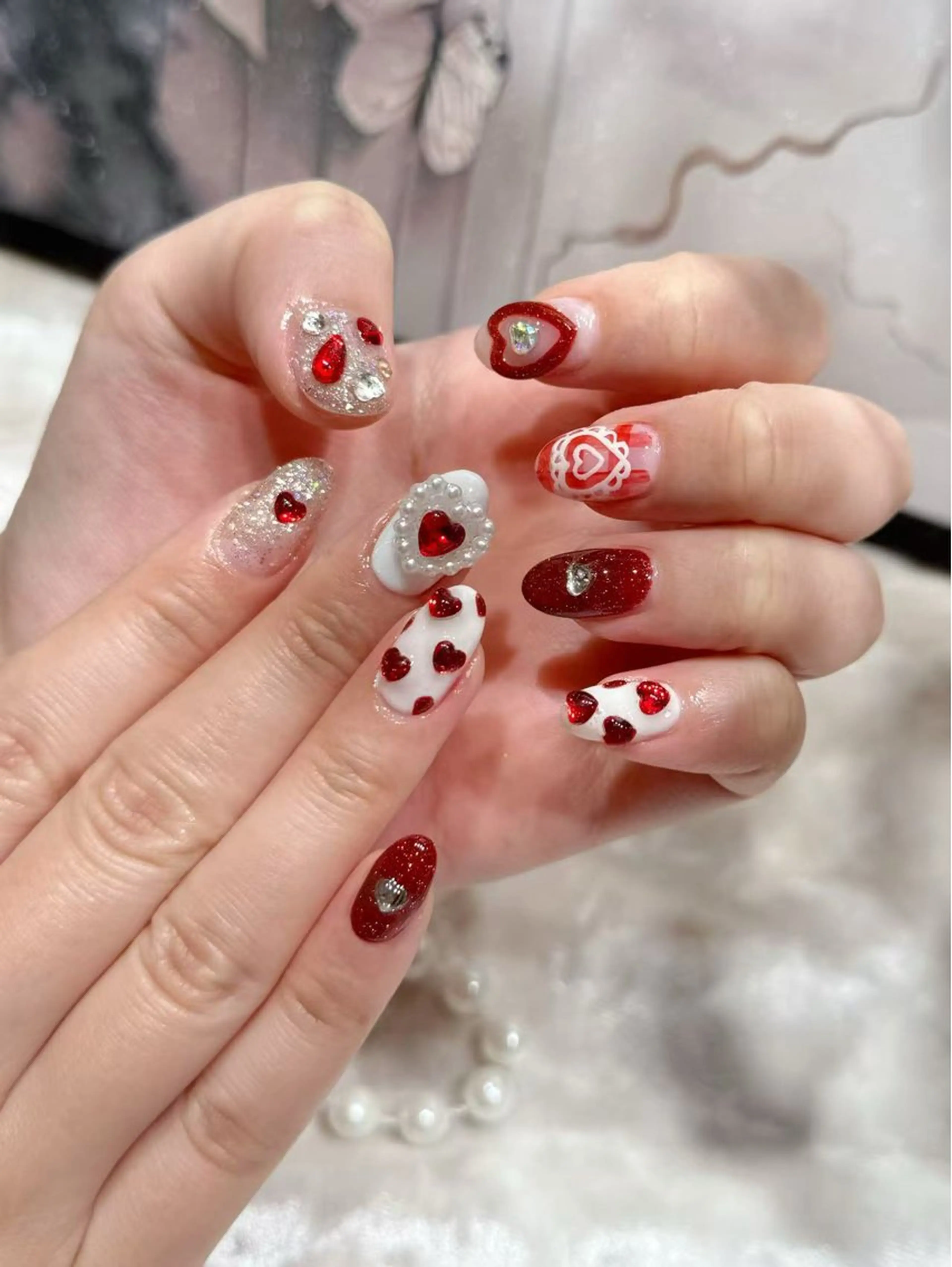 ネイル アートネイル フットネイル ジェルネイル ハート マグネットネイル Babarla　Nail　Salon所属・babarla Nailのネイルデザイン
