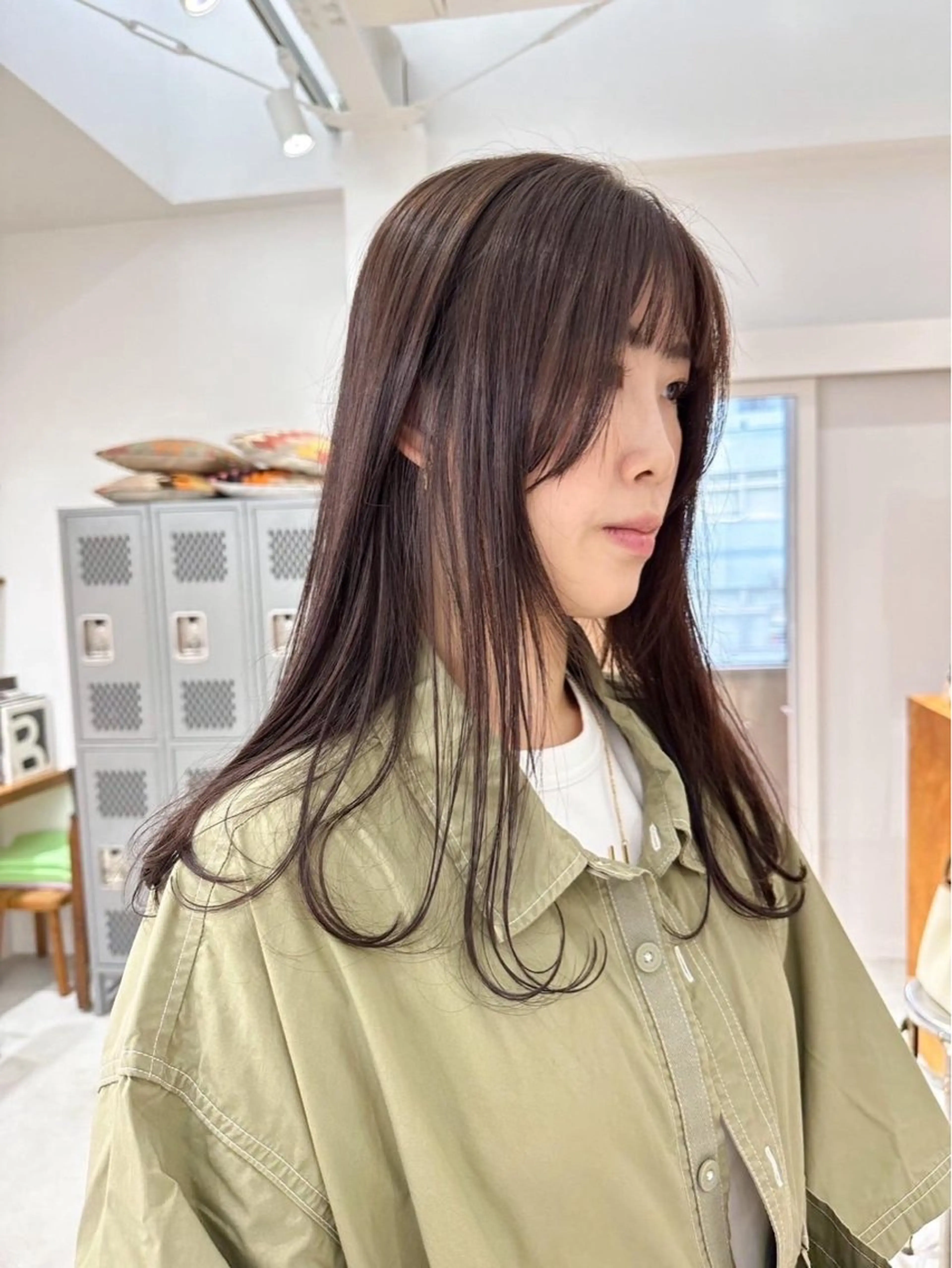 セミロング カラー グレージュ オリーブグレージュ オリーブグレー カット ヘアカラー トリートメント miyu/御器所 OORRY.etwaのヘアスタイル