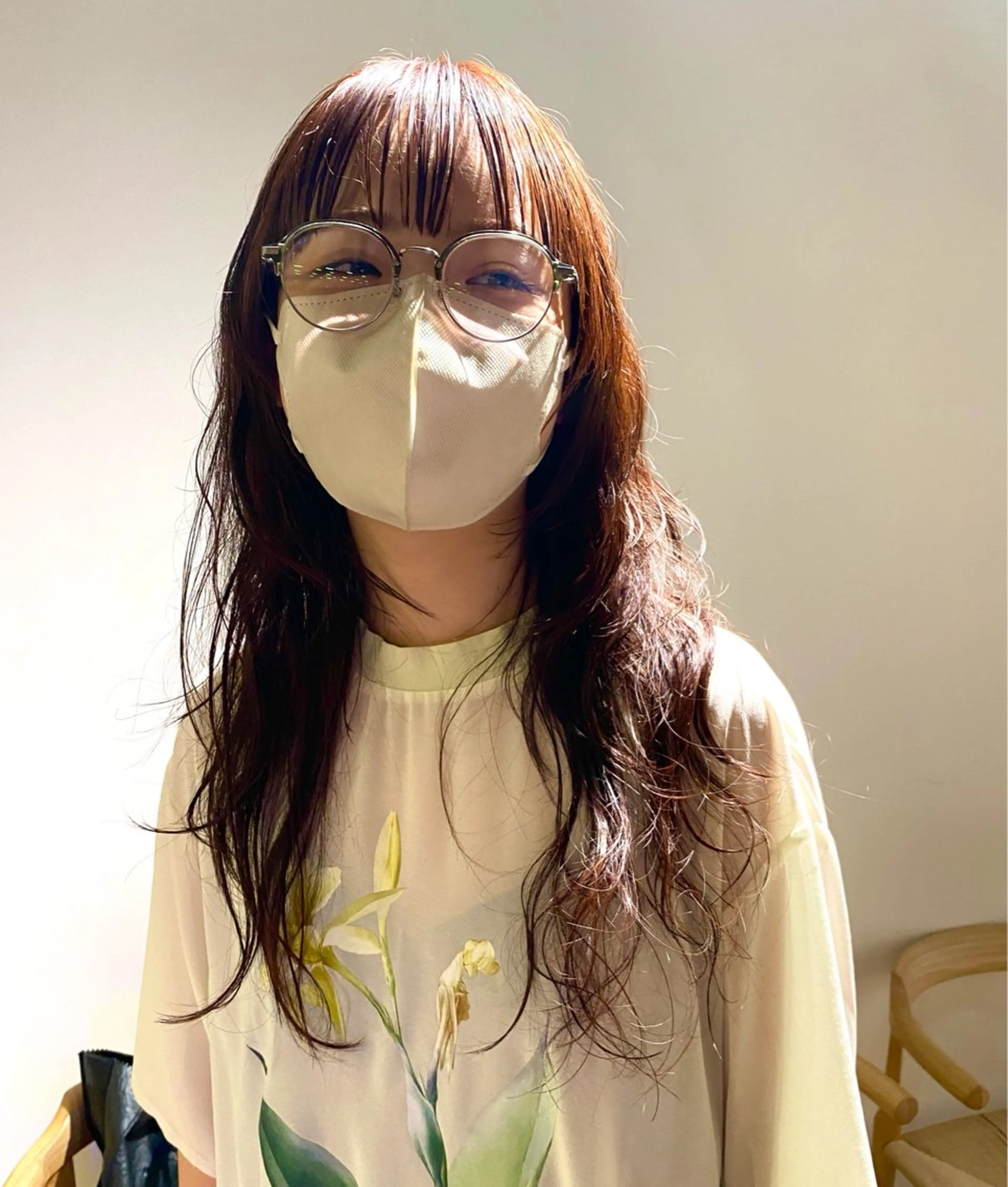 ロング カラー ブラウンカラー オレンジ カット ヘアカラー トリートメント やまもと さえのヘアスタイル