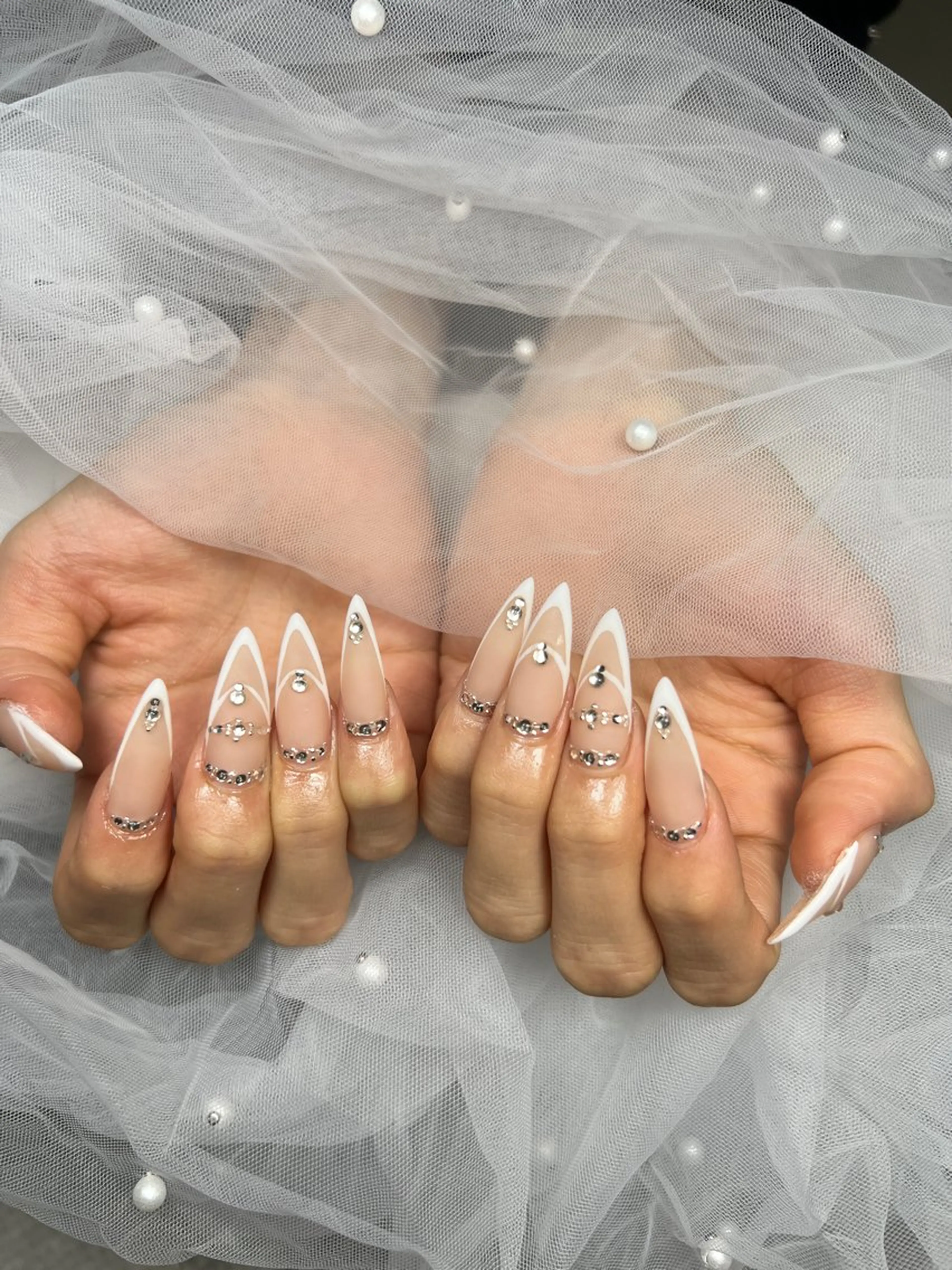 ネイル アートネイル オーロラネイル チークネイル 長さ出し フットネイル Noiranail_ studio川越西口のネイルデザイン