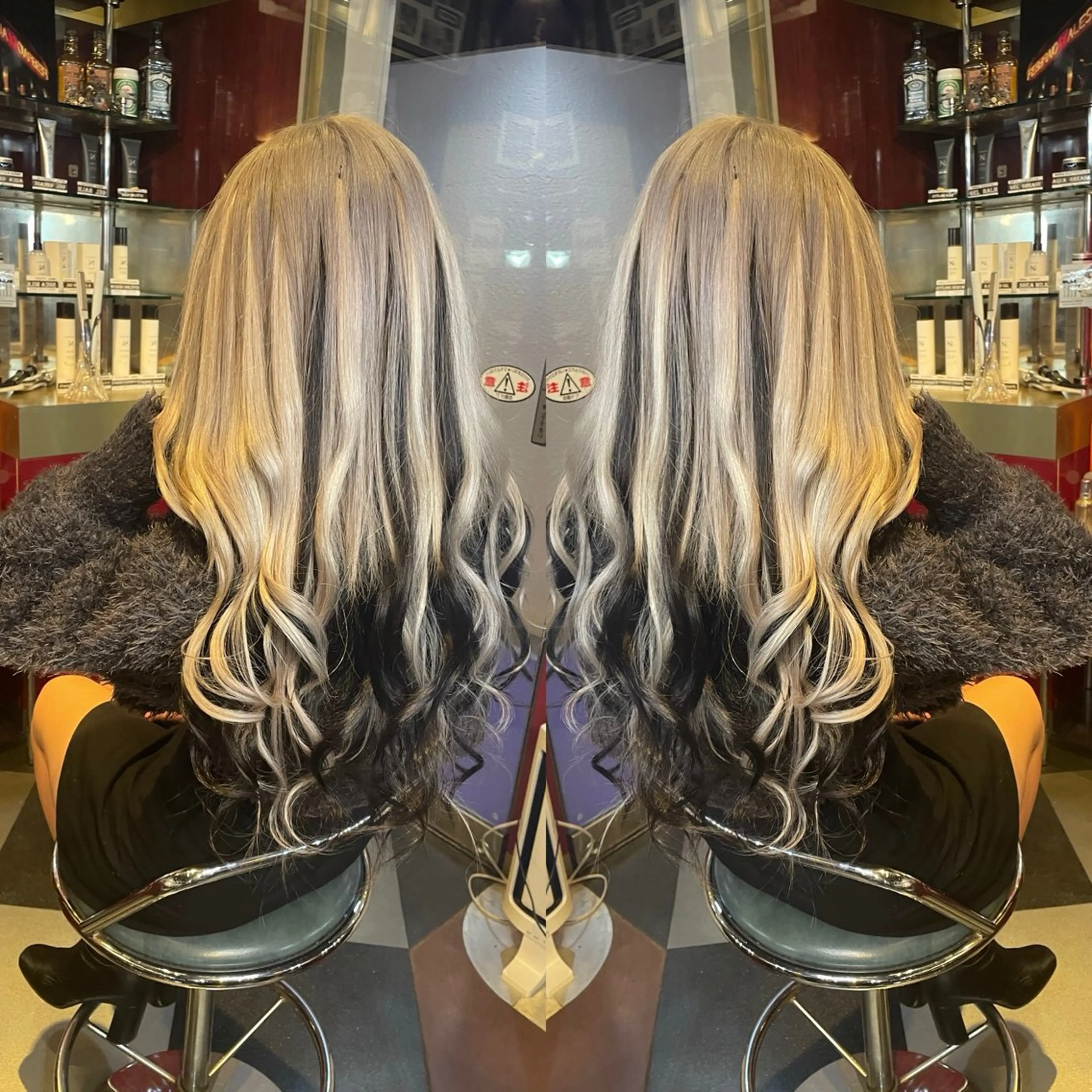 ロング カラー 編み込みエクステ シルバー ホワイトシルバー エクステ トリートメント 👑派手髪/カット 👑ANRYのヘアスタイル