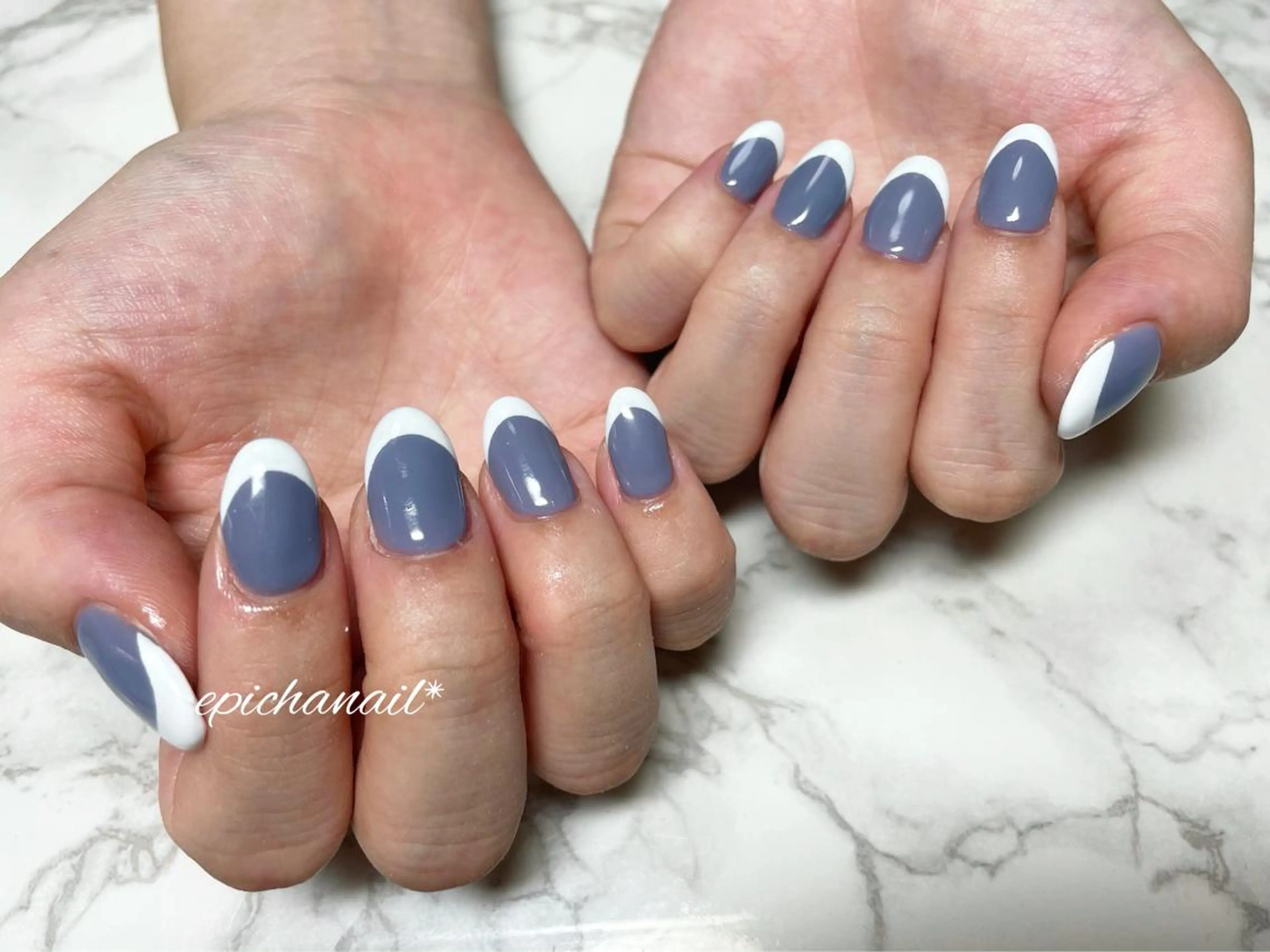 ネイル ブルー フレンチネイル EPICHA NAILのネイルデザイン