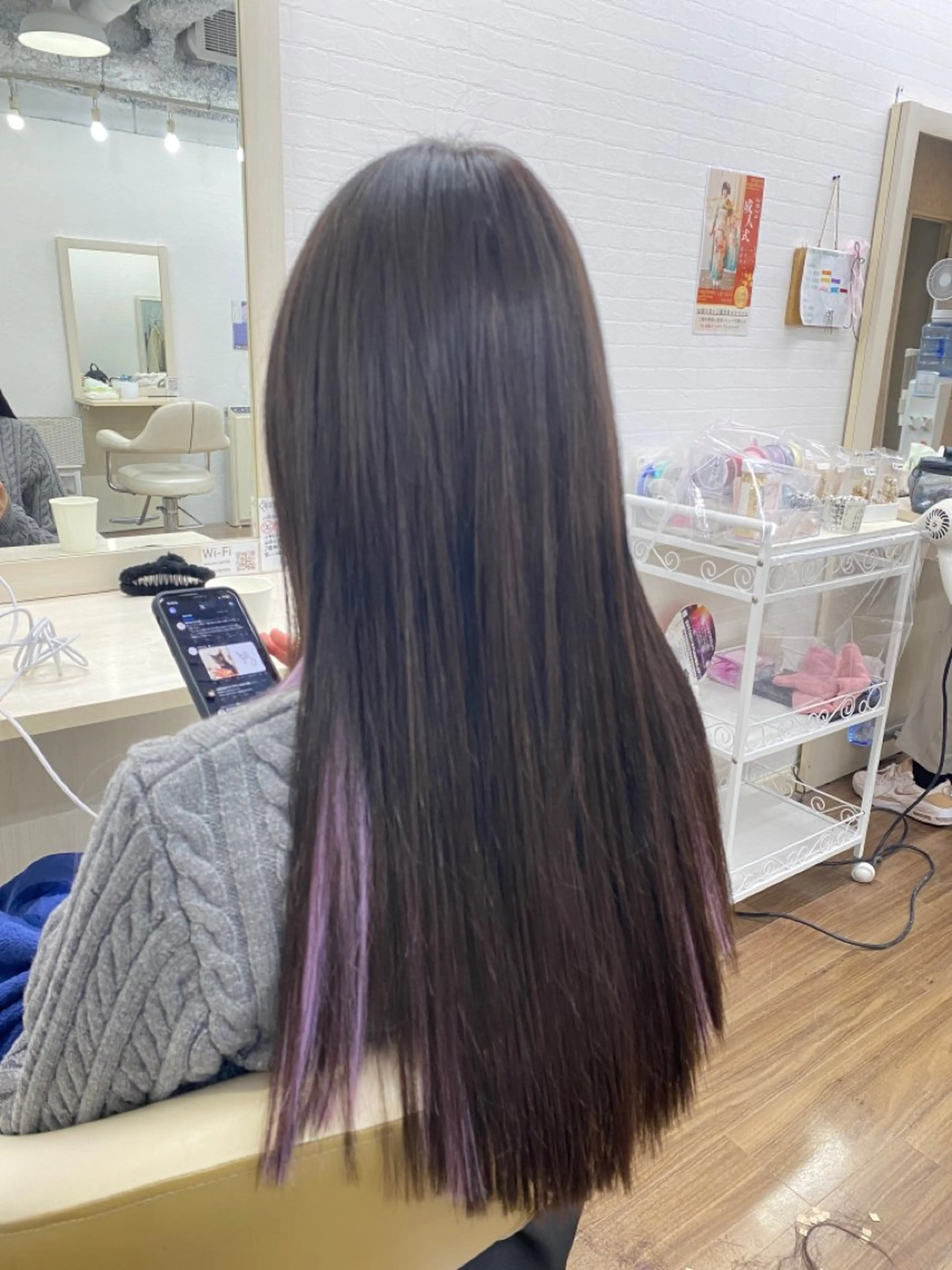 ロング カラー ヘアアレンジ ラベンダーカラー エクステ ヘアカラー トリートメント エクステ GLOSS 心斎橋 山上のヘアスタイル