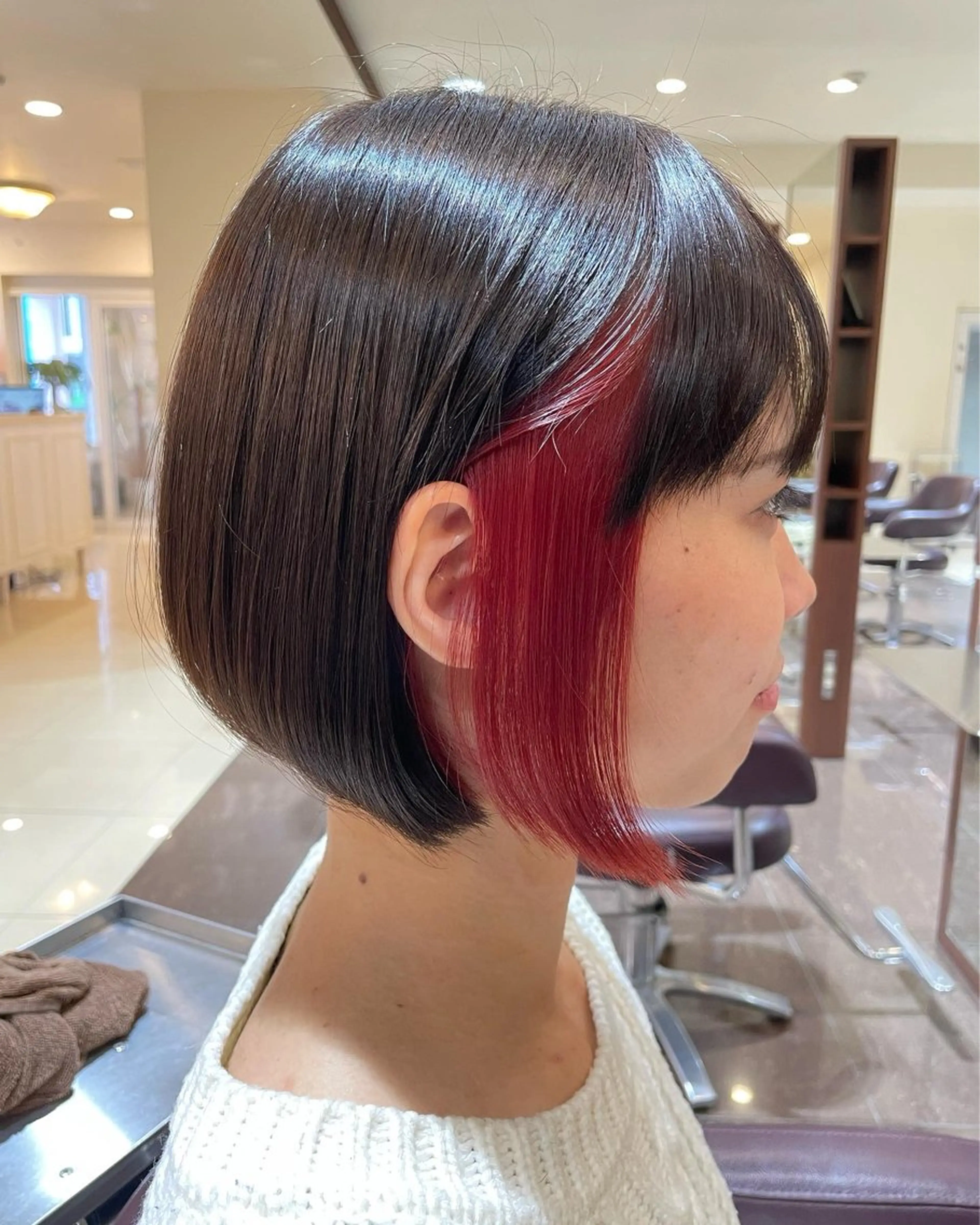 ショート カラー イヤリングカラー インナーカラー ボブ shiho/名駅💎 ケアカラー/ブリーチのヘアスタイル