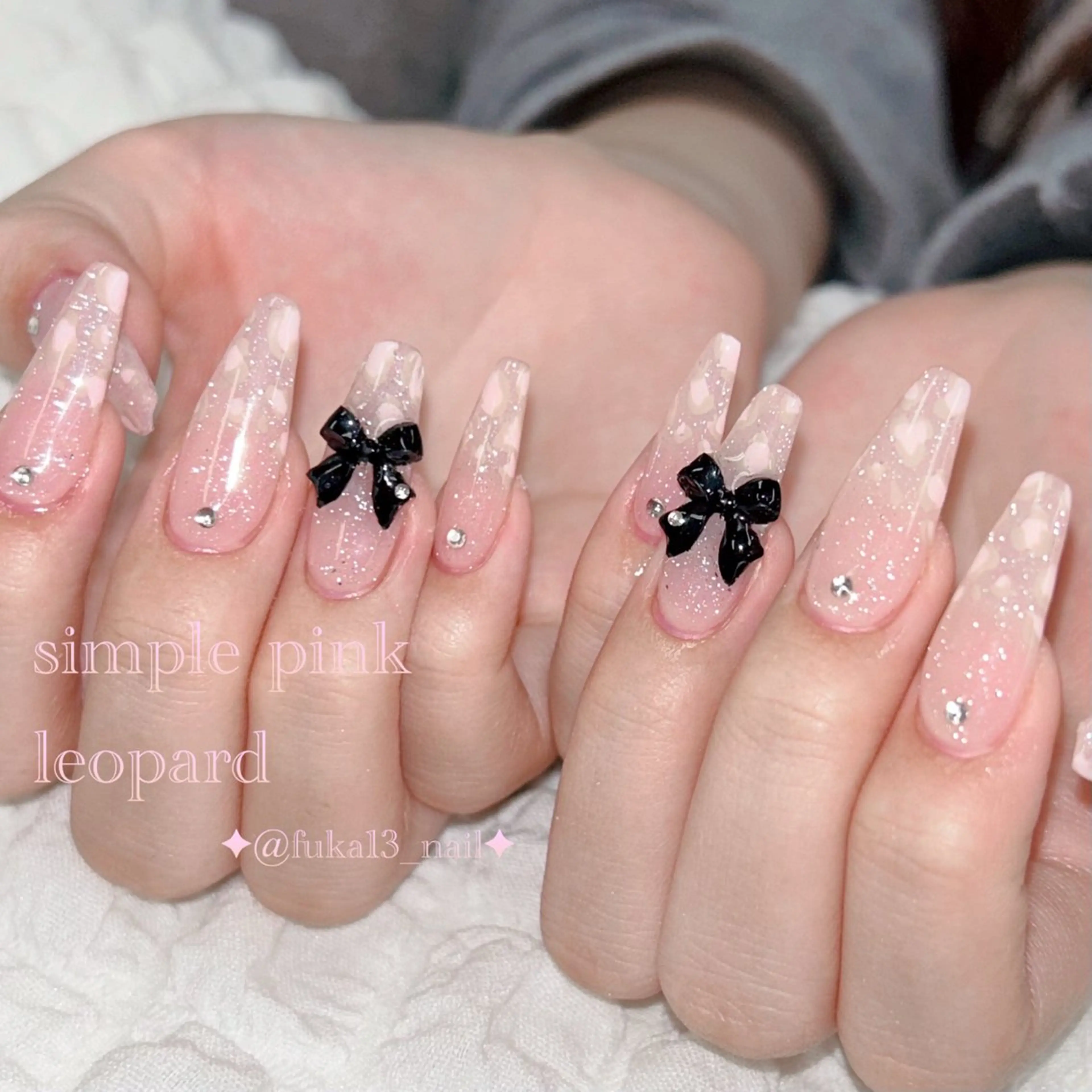 ネイル アニマル柄 フラッシュネイル フレンチネイル 韓国ネイル リボン ハンドネイル Nail♡Fuka. /4月予約受付中のネイルデザイン