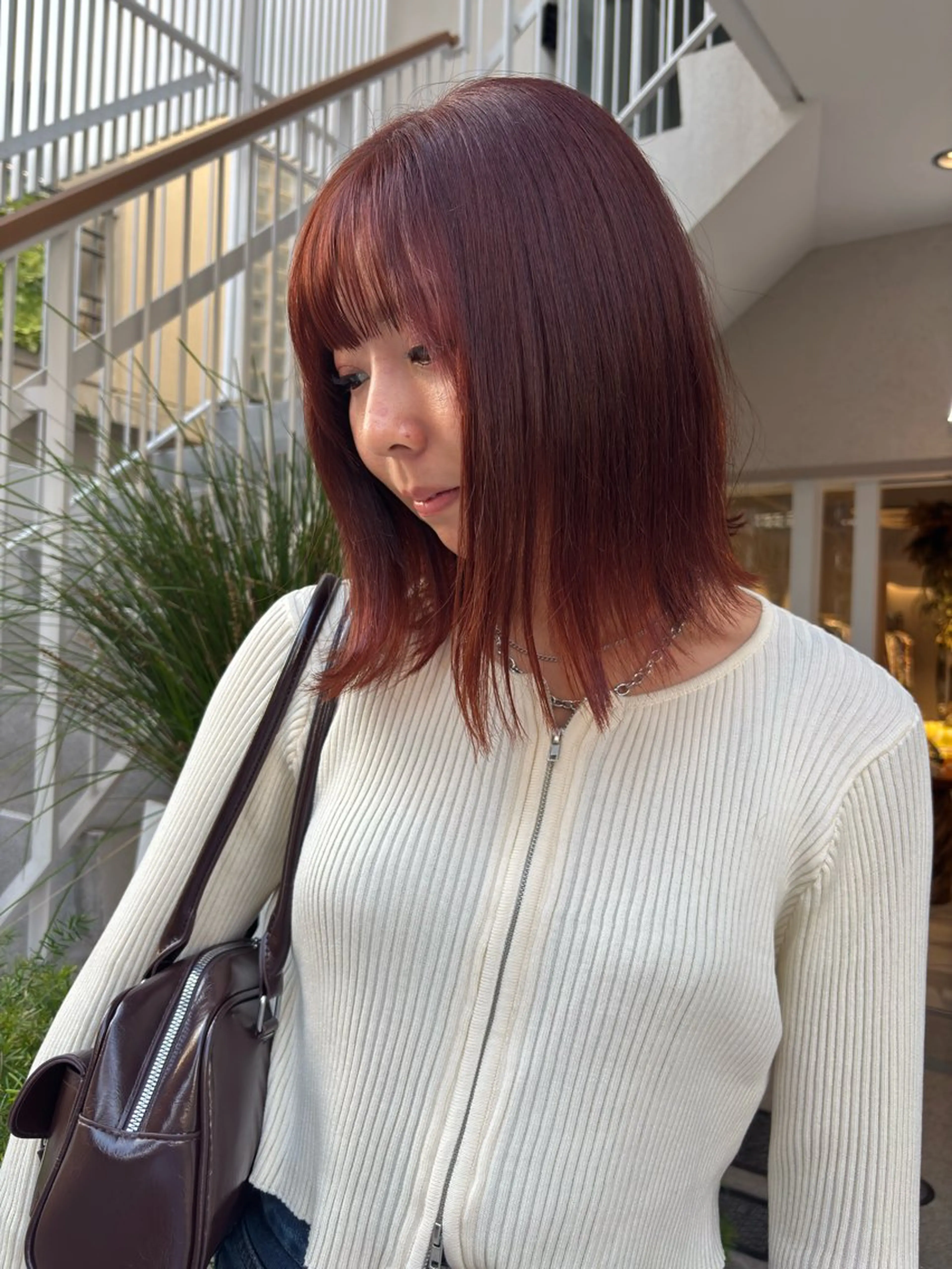 🧶低ダメージ暖色🧶ブリーチなしWカラー＋2stepトリートメントの写真