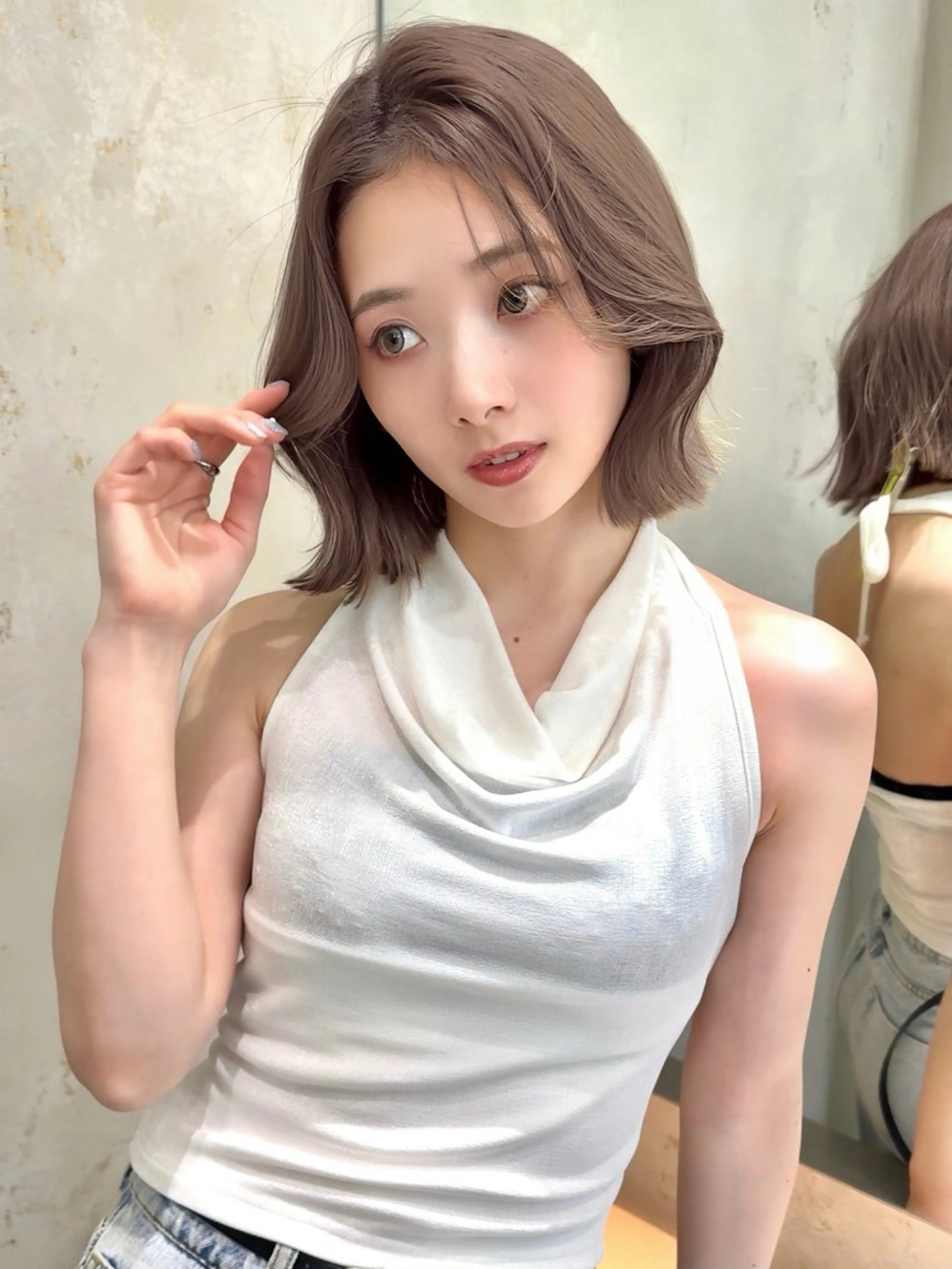 ショート カラー カット ヘアカラー トリートメント 莉乃/縮毛矯正/髪質 改善/艶カラーのヘアスタイル