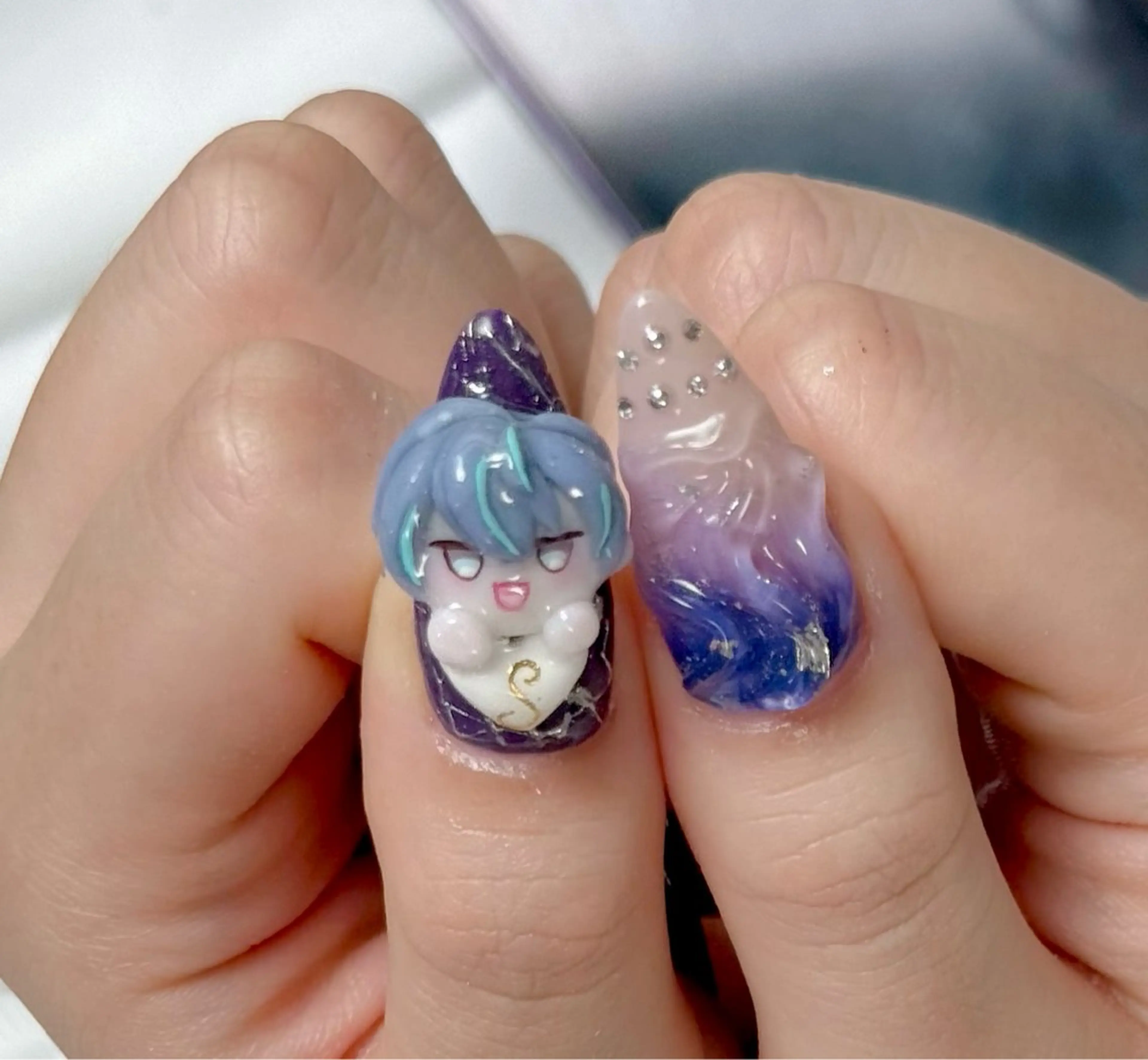 ネイル オーロラネイル クリアネイル 成人式 フラッシュネイル ジェルネイル ハンドネイル Amee Nail Salonのネイルデザイン