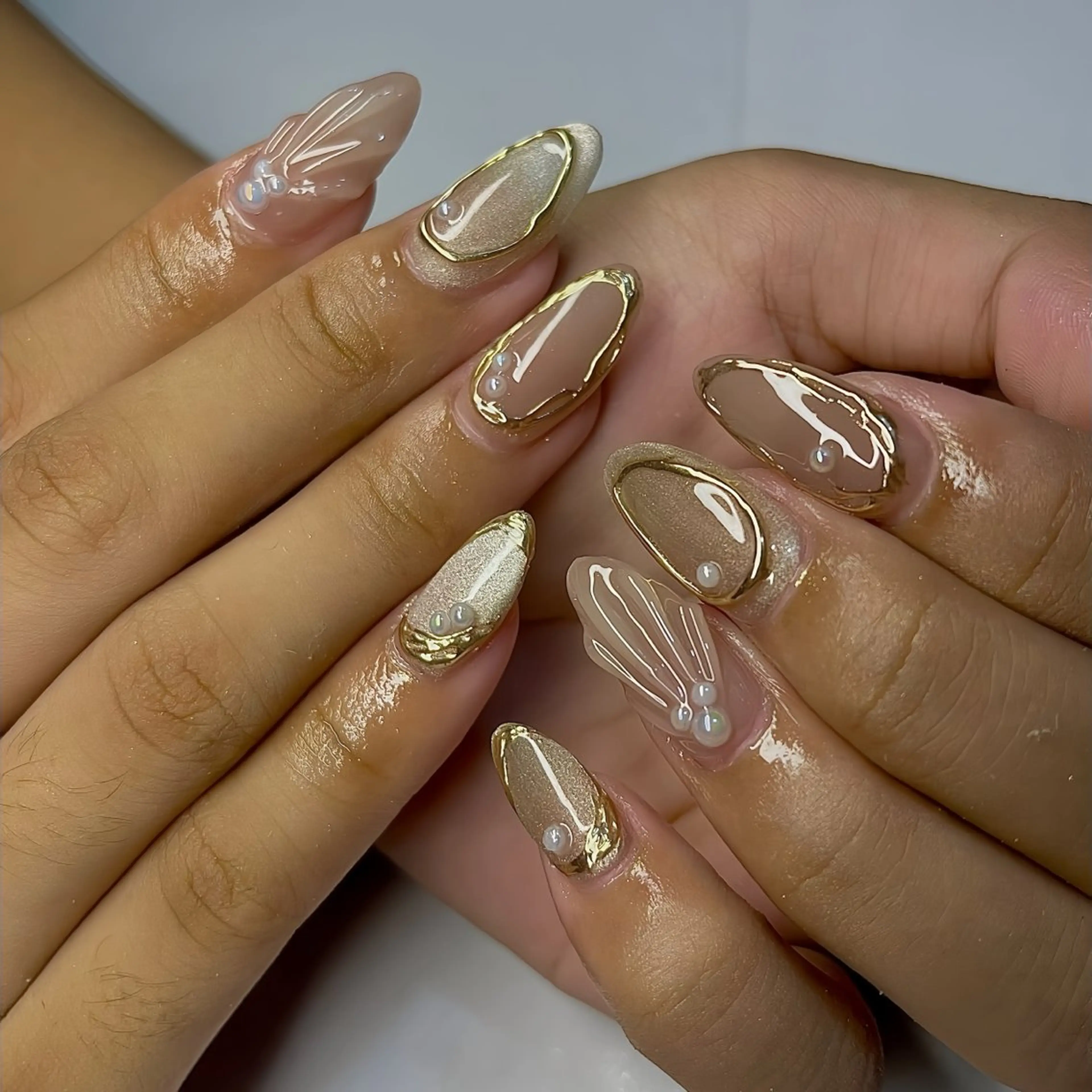 ネイル アートネイル フレンチネイル ジェルネイル 韓国ネイル ミラーネイル Rin Nail 新大久保店のネイルデザイン