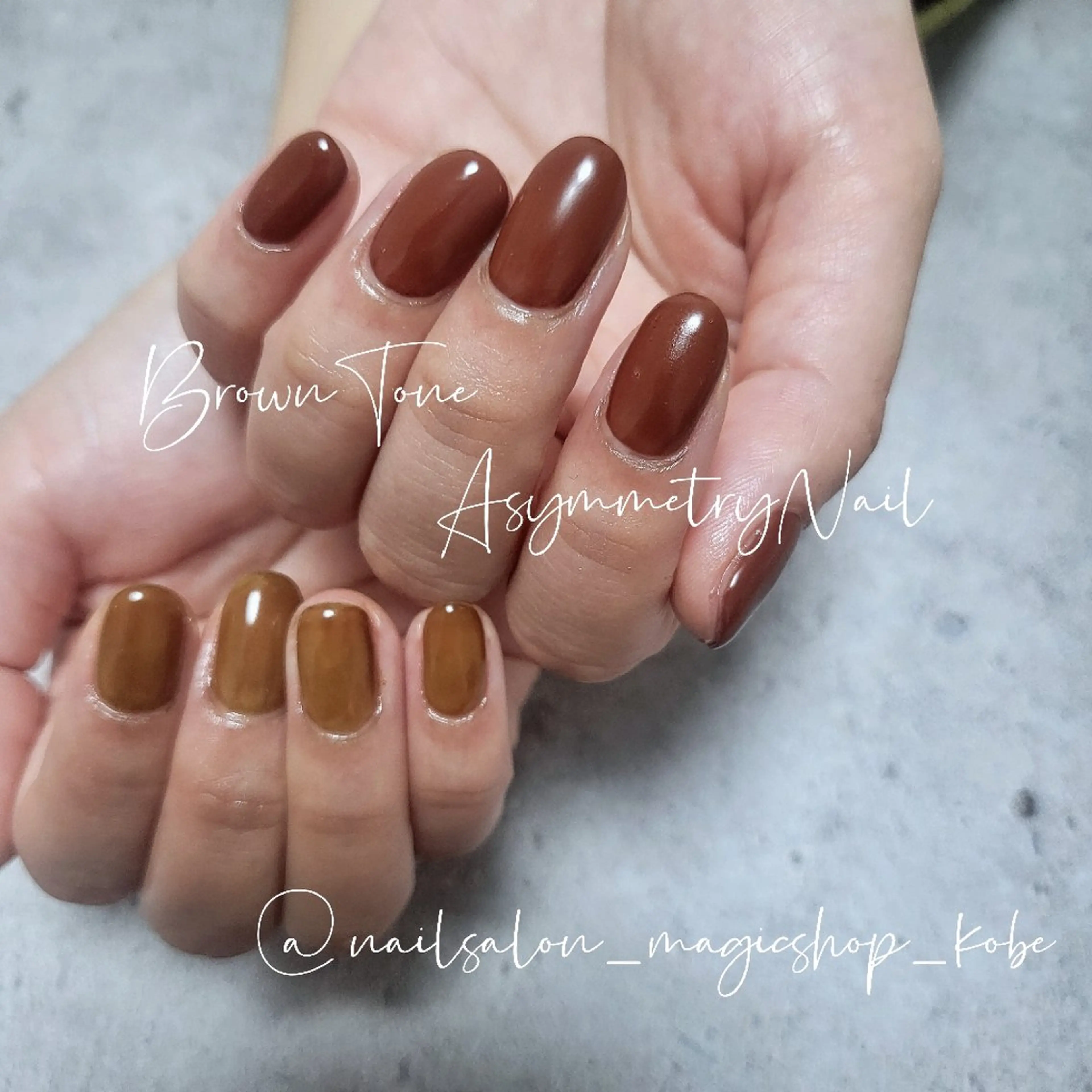 ネイル べっ甲ネイル ブラウン ジェルネイル マットネイル ワンカラーネイル ハンドネイル Nailsalon MagicShopのネイルデザイン