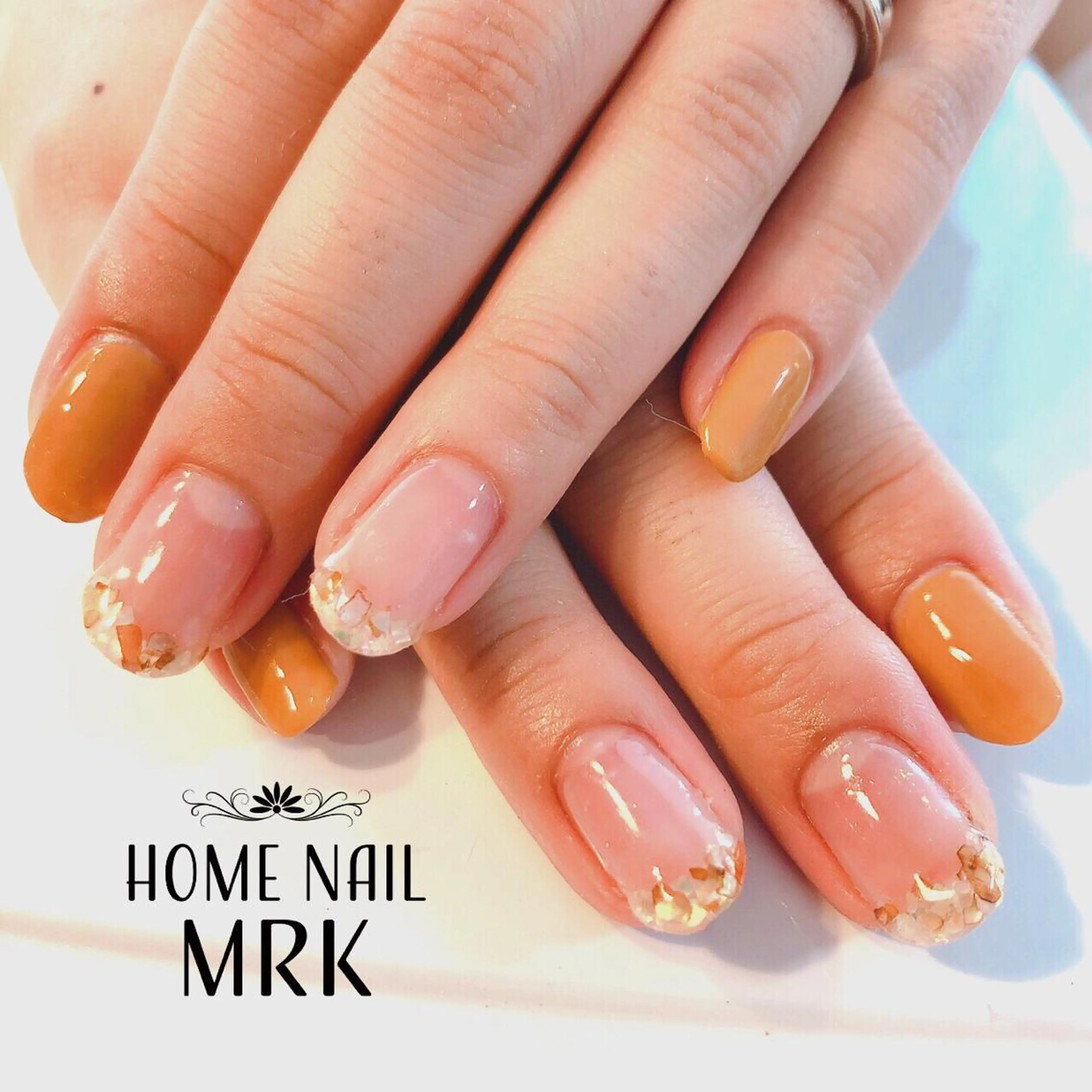 ネイル フレンチネイル 持ち込み オレンジ MARUKO nailのネイルデザイン