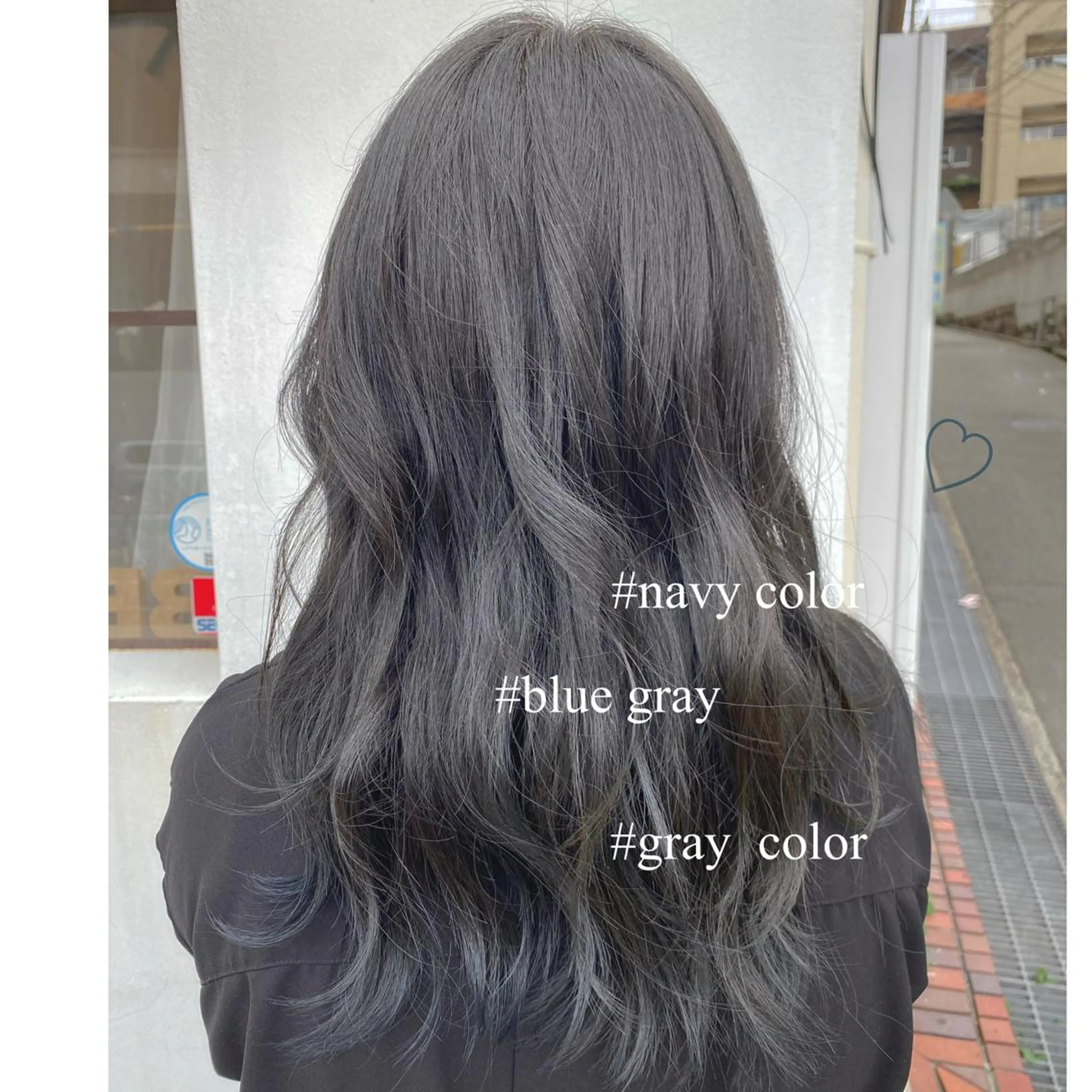 ロング カラー バレイヤージュ ブリーチ 透明感カラー ネイビーカラー ブリーチなしカラー bijou chiharuのマツエク・マツパデザイン