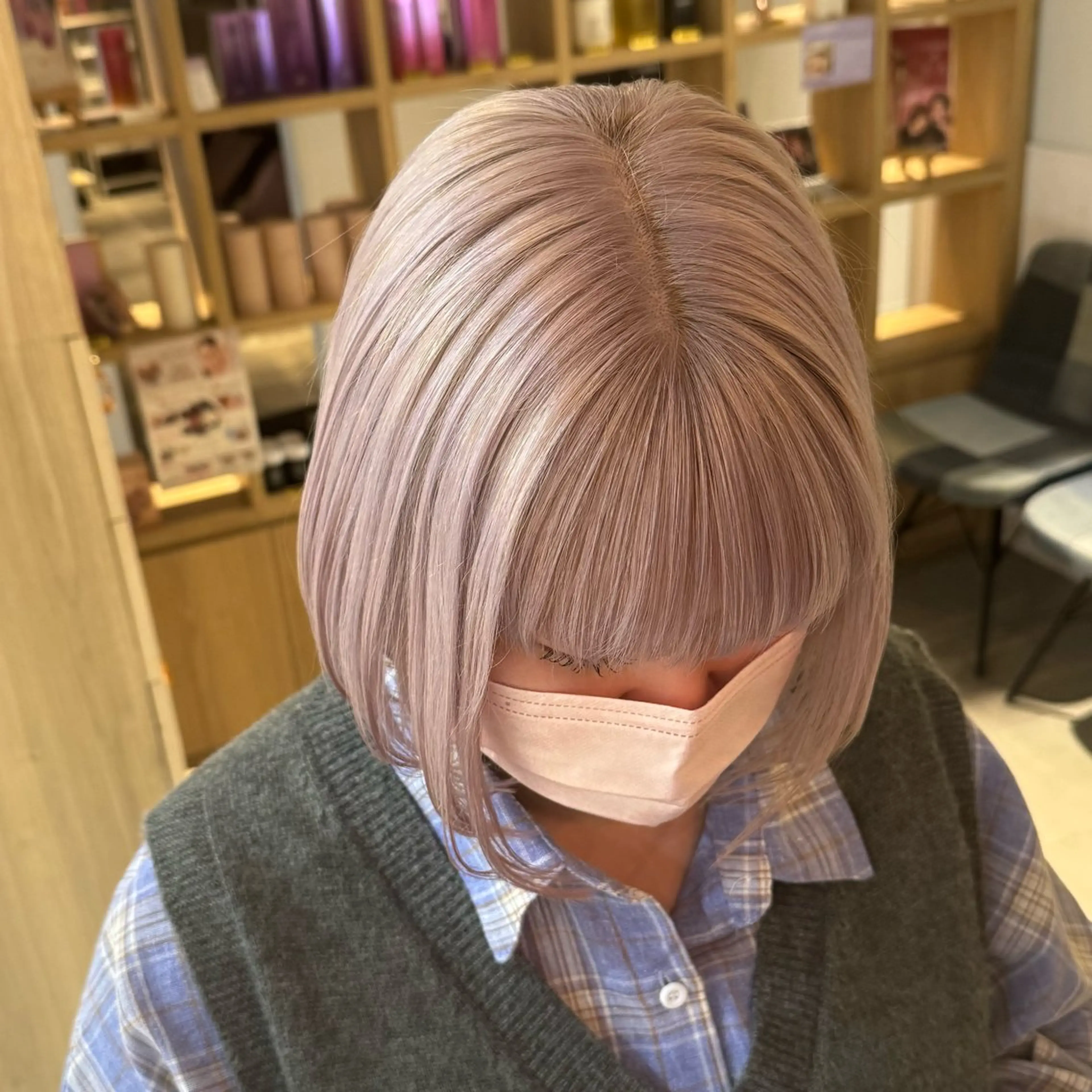 ミディアム カラー ブリーチ ピンクカラー ホワイトピンク 🍀ブリーチ/艶カラ ー🍀 コイケのヘアスタイル