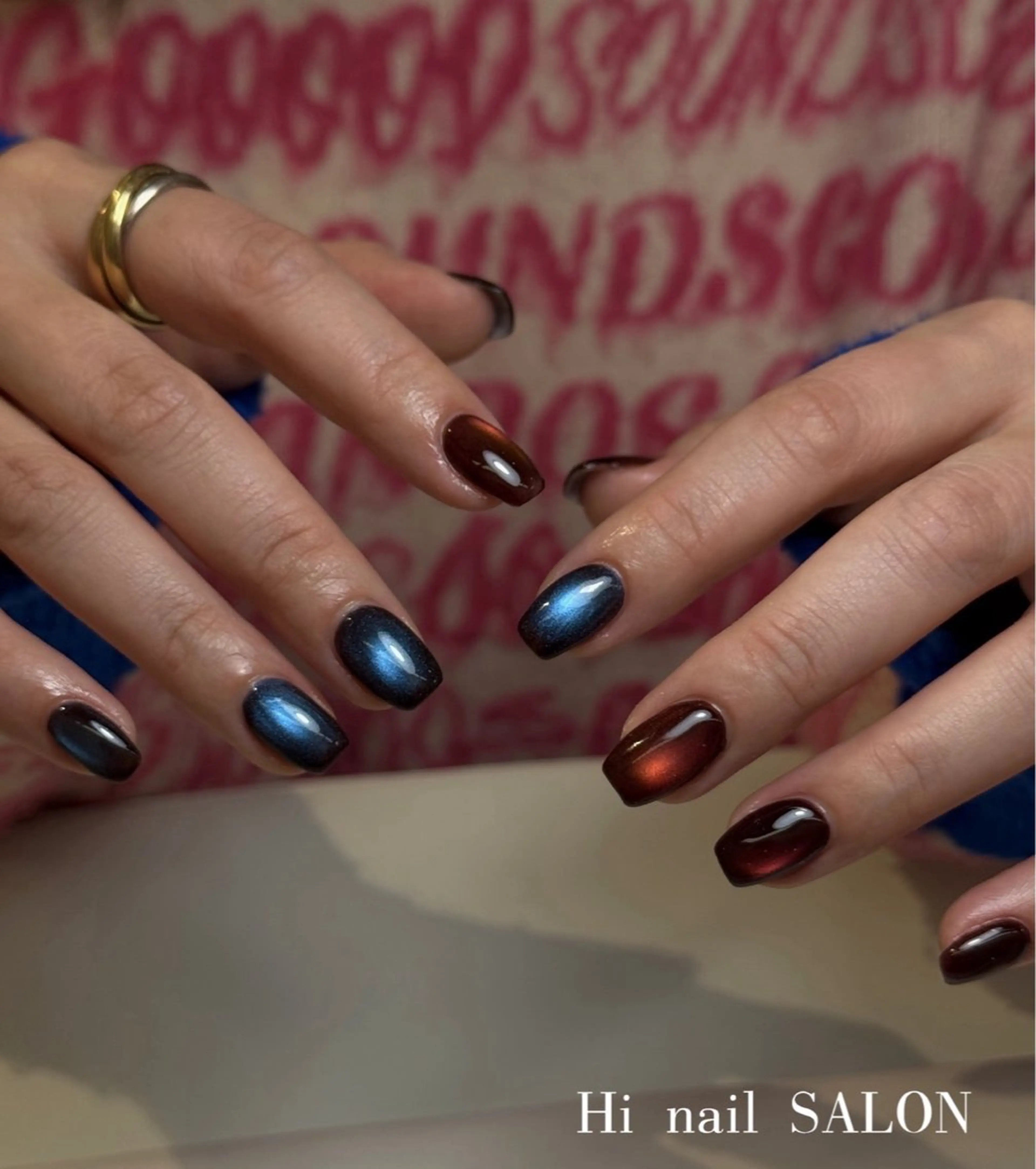 ネイル チークネイル フレンチネイル 韓国ネイル マグネットネイル 持ち込み ハンドネイル Hi nail🎀 池袋kozueのネイルデザイン