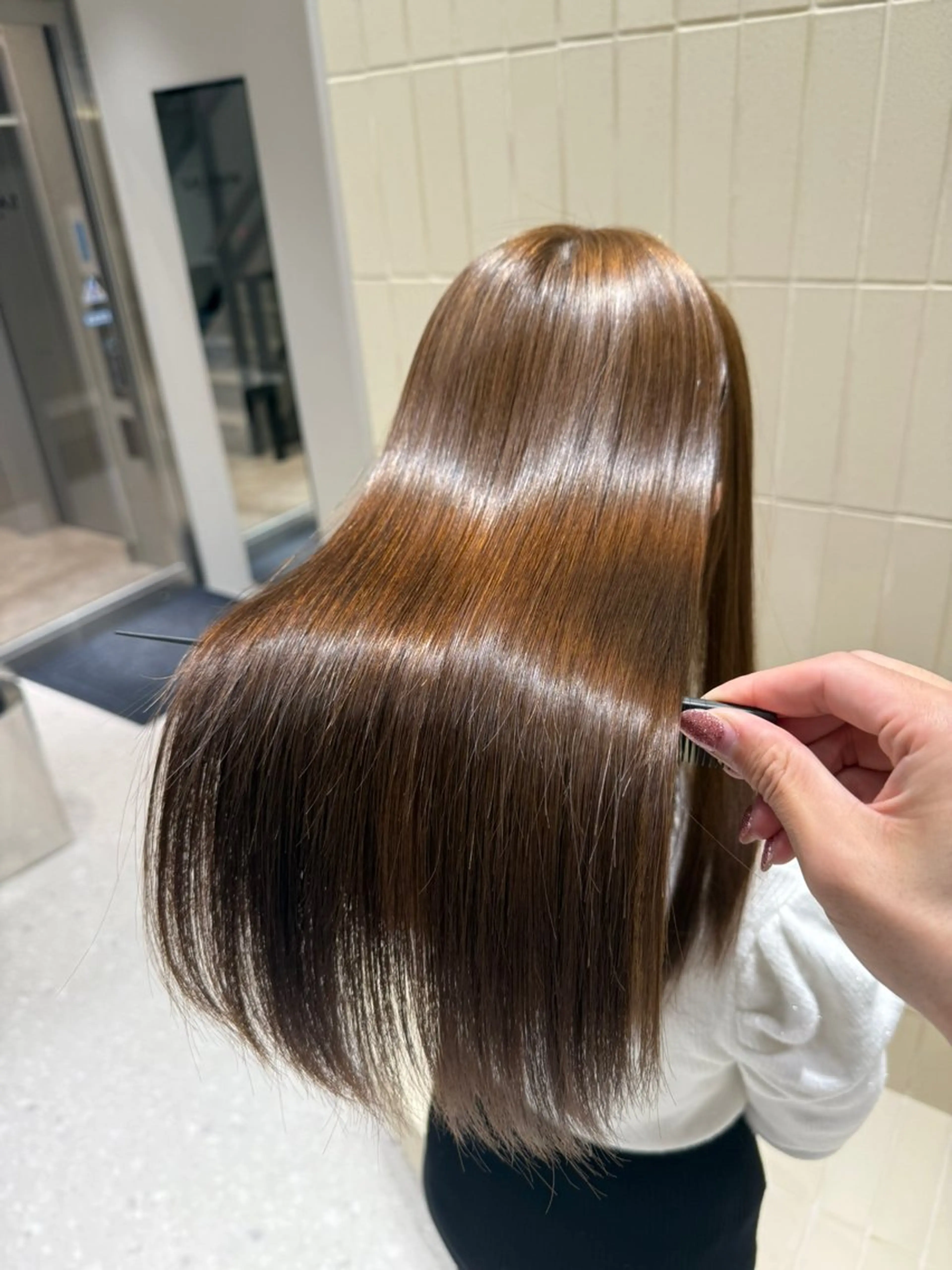 ロング パーマ ヘアアレンジ 髪質改善 縮毛矯正 ストレートパーマ 縮毛矯正 トリートメント 縮毛矯正/髪質改善/ ブリーチ毛/木元渓太のヘアスタイル
