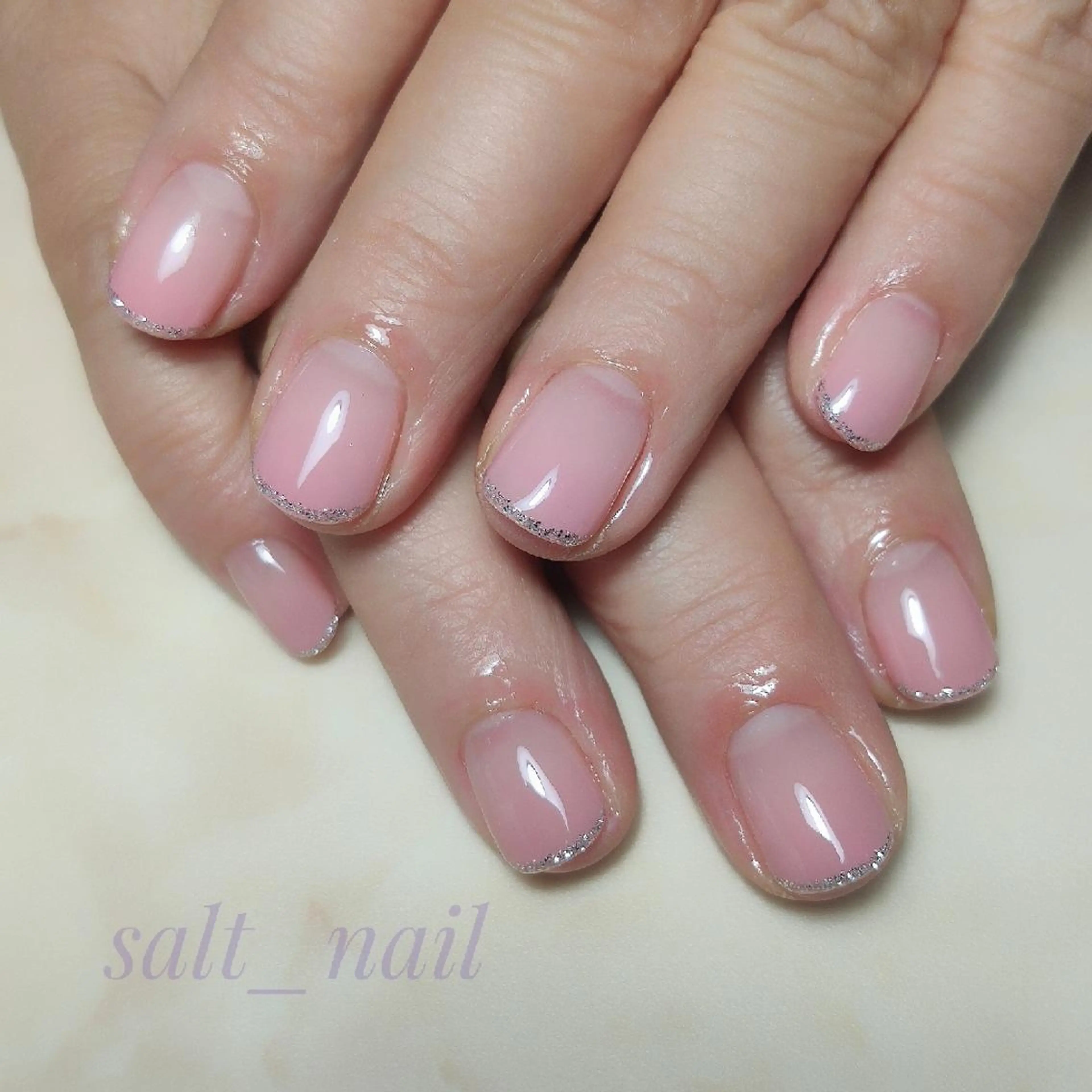 ネイル フレンチネイル ラメ(グリッター) 個人サロン saltnailのネイルデザイン