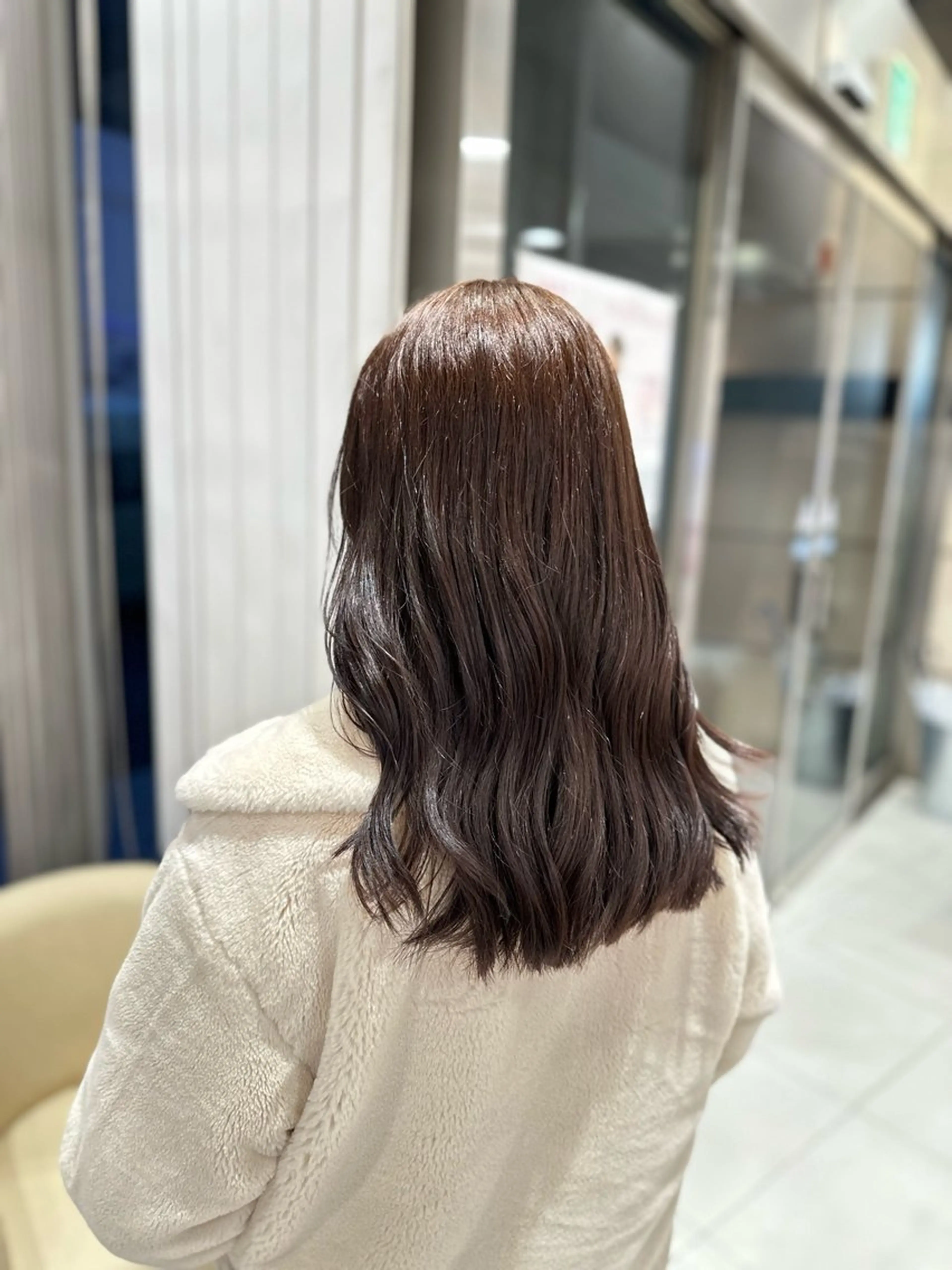 セミロング カラー パーマ ブラウンカラー ピンクカラー ピンクブラウン クロスパーマ/うる艶 カラー/Kurumiのヘアスタイル