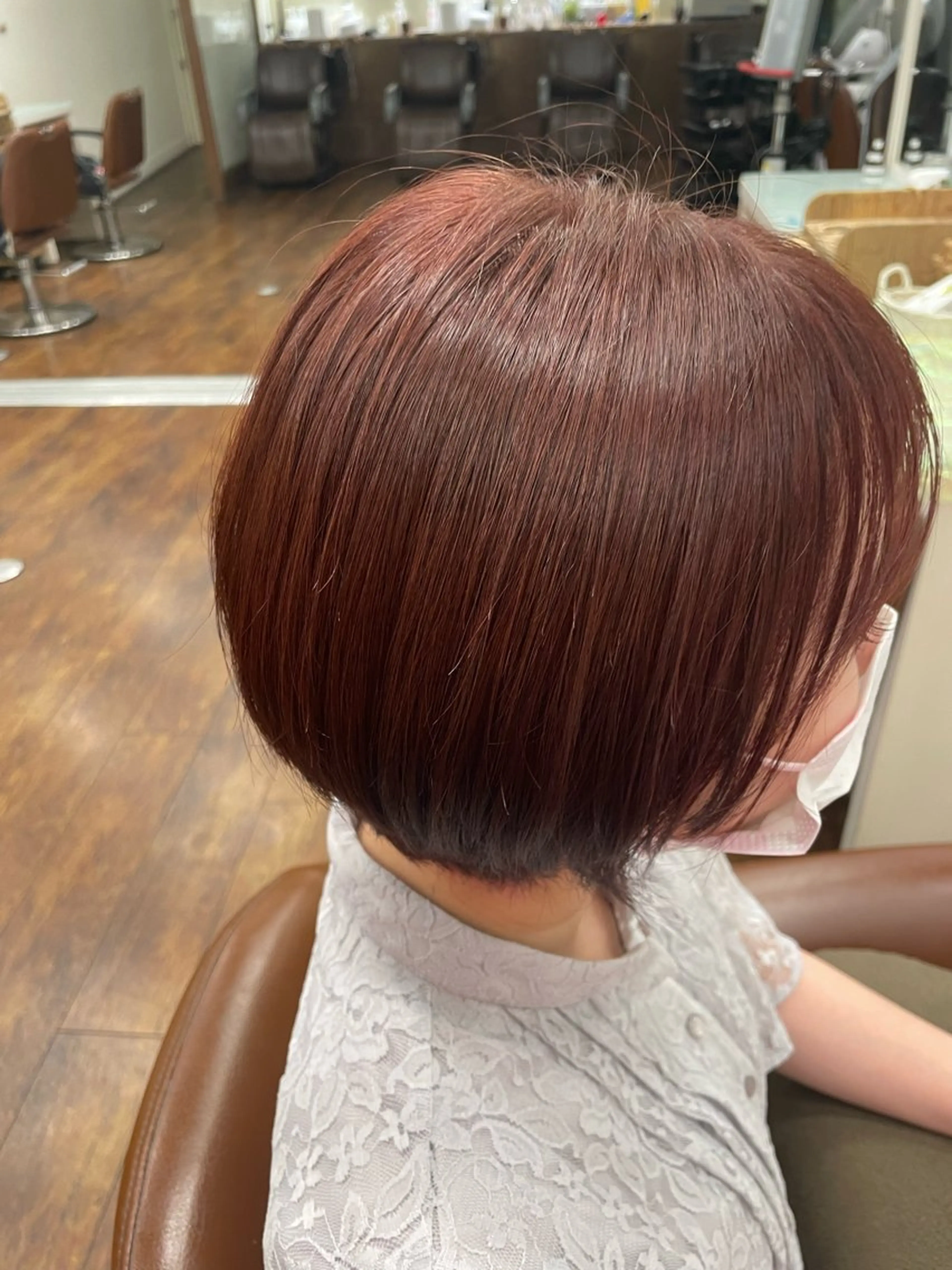 ショート カラー 黒髪 ブリーチ ブリーチなしカラー ピンクカラー ローズカラー 井上 悠人のヘアスタイル