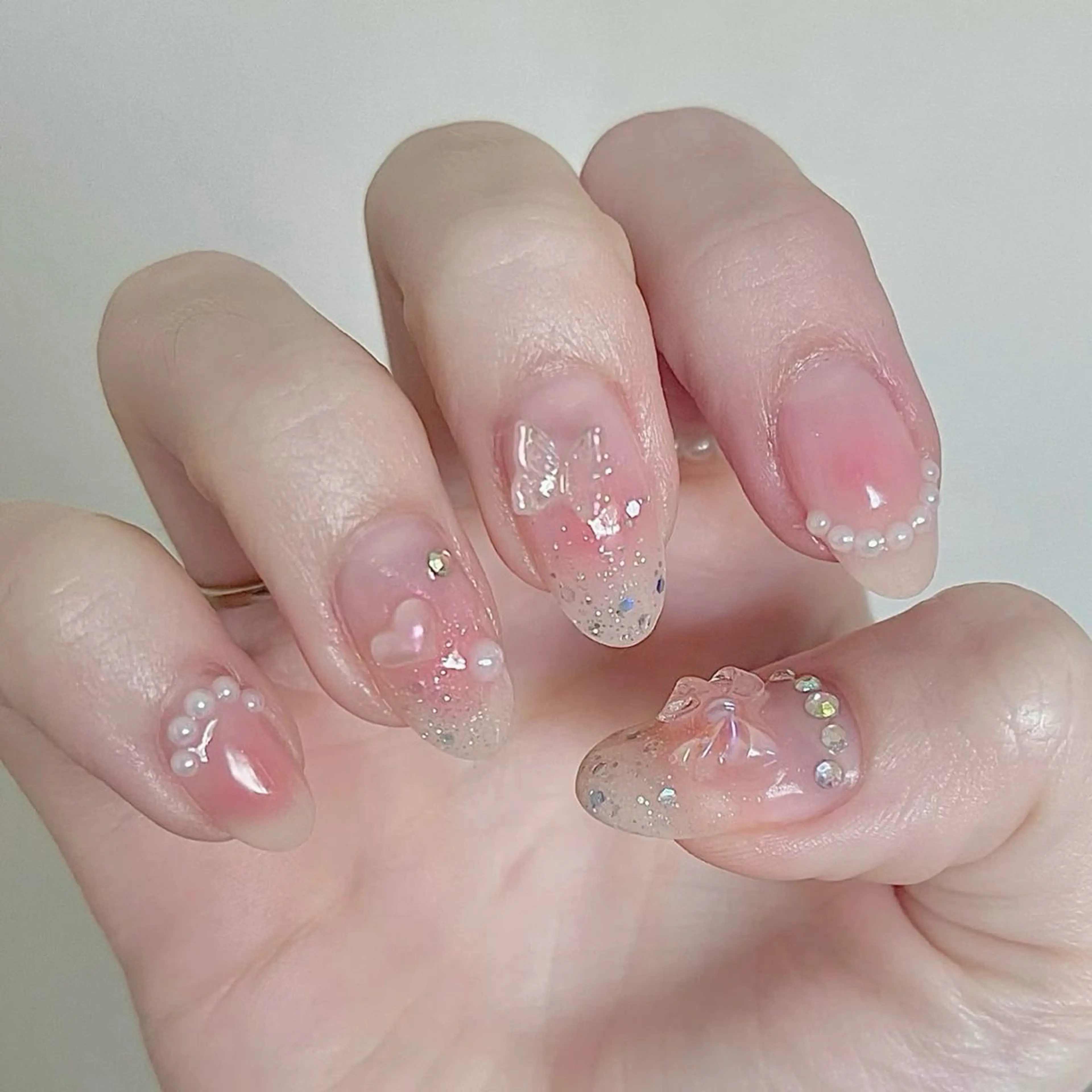 ネイル クリアネイル フレンチネイル ハート 韓国ネイル レース ハンドネイル ハンドケア ボニー Coco nailのネイルデザイン