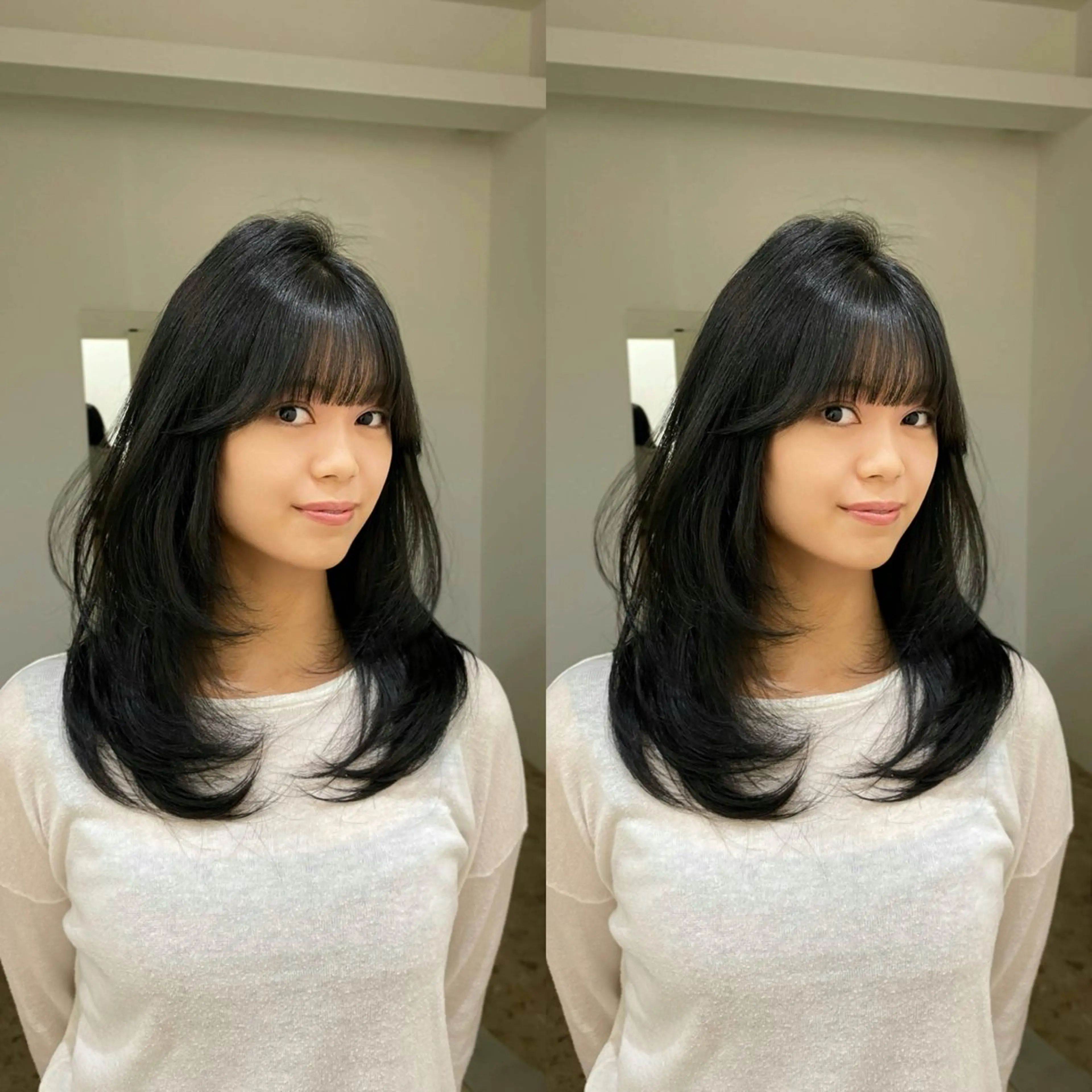 ミディアム カラー 韓国風ヘア レイヤーカット ワンホンレイヤー ワンホンヘア レイヤー/艶カラー /韓国ヘア/高松のヘアスタイル