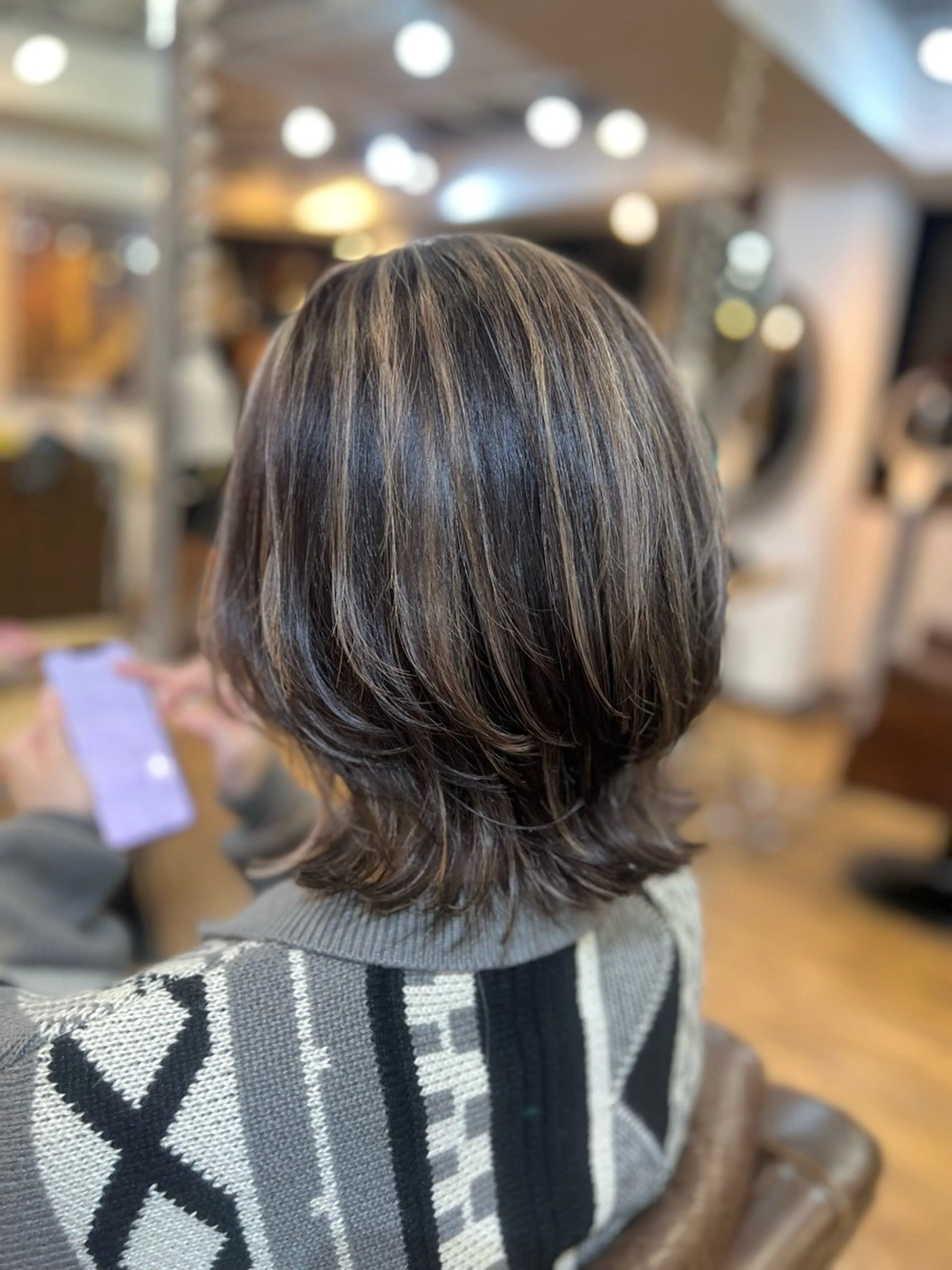 ミディアム カラー ハイライトカラー ハイライト カット ヘアカラー ERIKA/ ハイライト/ショートのヘアスタイル