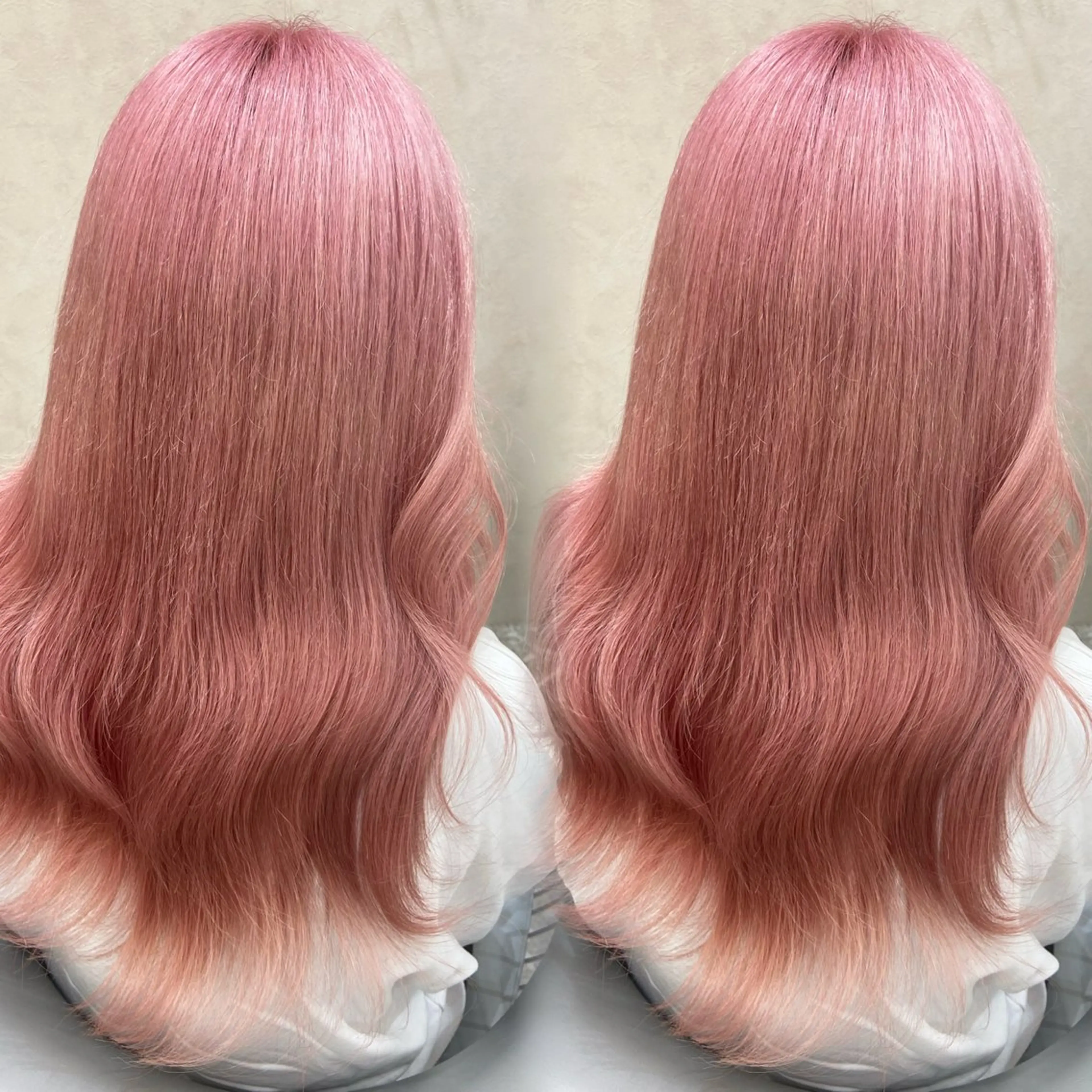 ロング カラー ブリーチ ケアブリーチ ダブルカラー ピンクカラー 韓国風ヘア 新宿/韓国ヘア 中明度カラー/かやのヘアスタイル