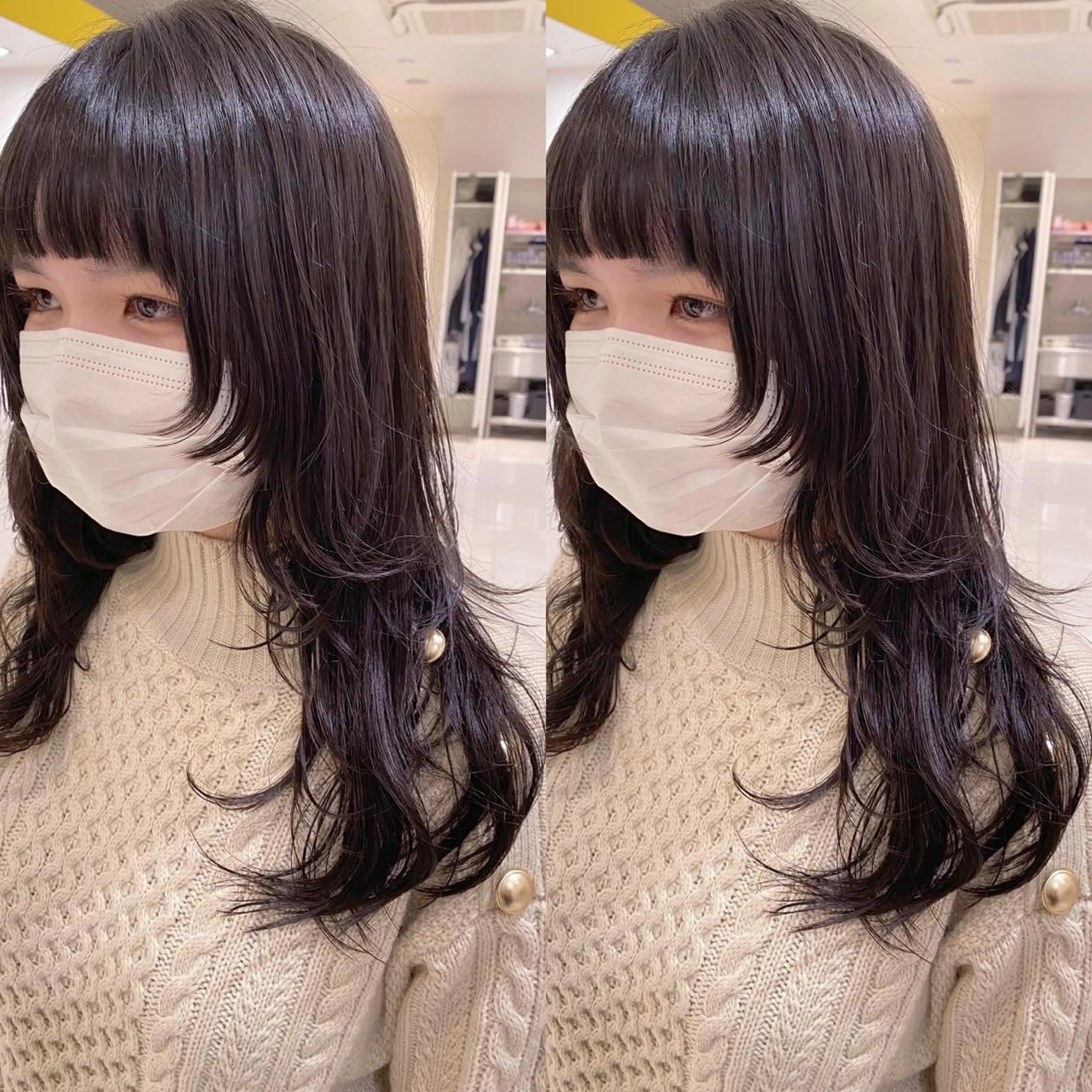 セミロング カラー ウルフカット ウルフカット ハッシュカット/七海のヘアスタイル