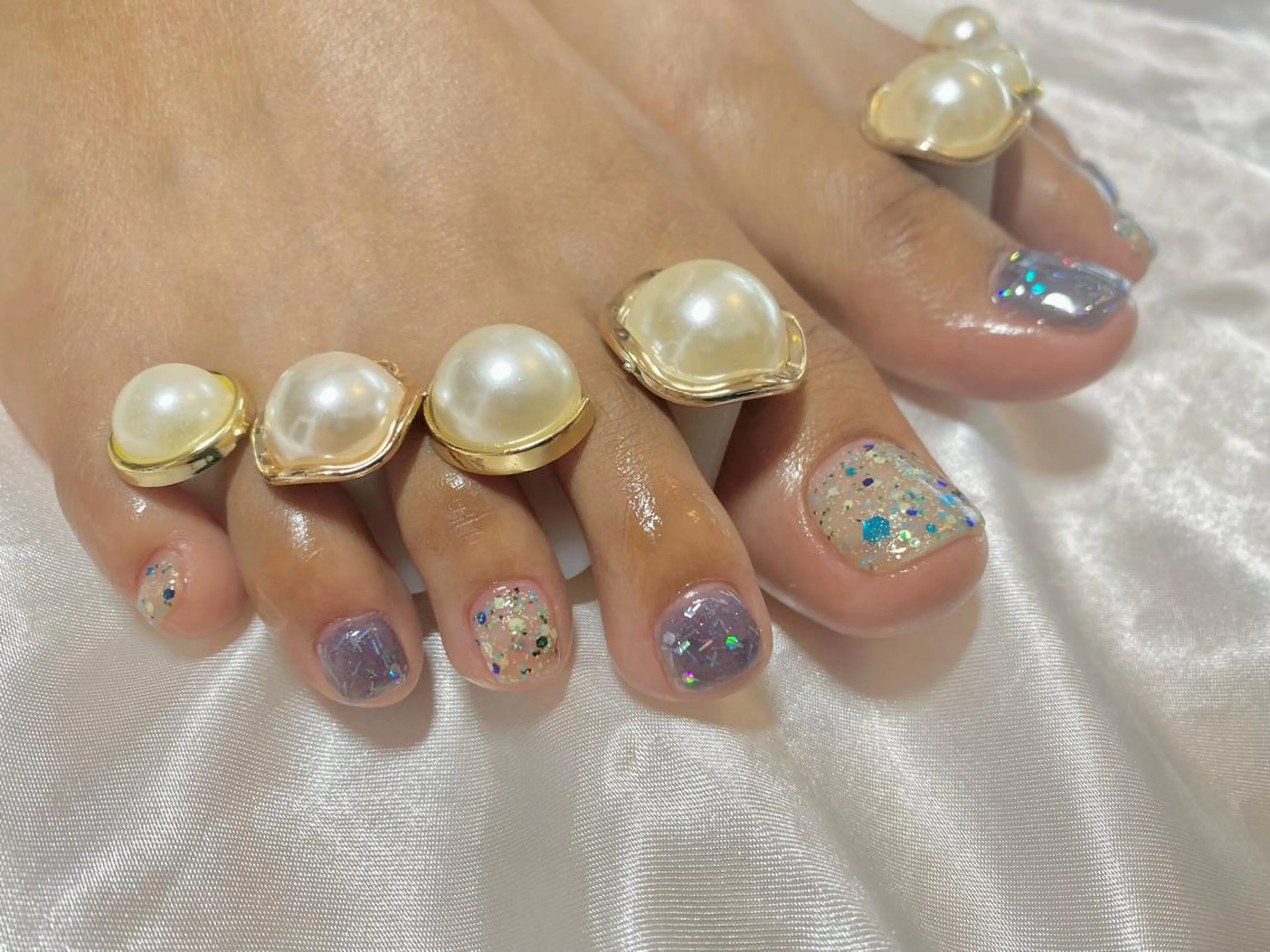 キッズ ネイル フットネイル キラキラネイル 韓国ネイル ワンカラーネイル 夏ネイル フットネイル おうちネイルサロン RINAのその他イメージ