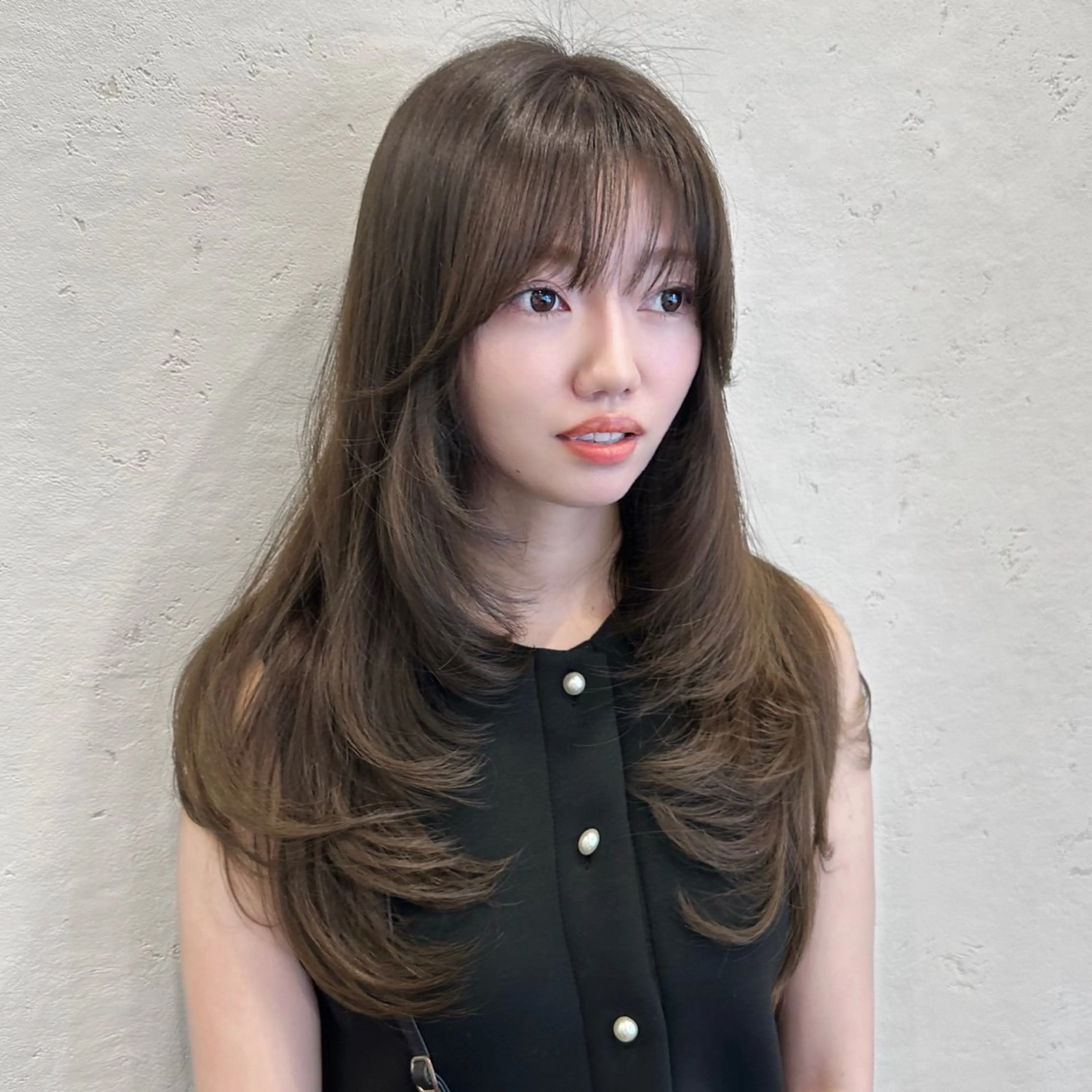ロング カット ヘアカラー トリートメント 🌹ハッシュカット、 レイヤー韓国ヘア🌹のヘアスタイル