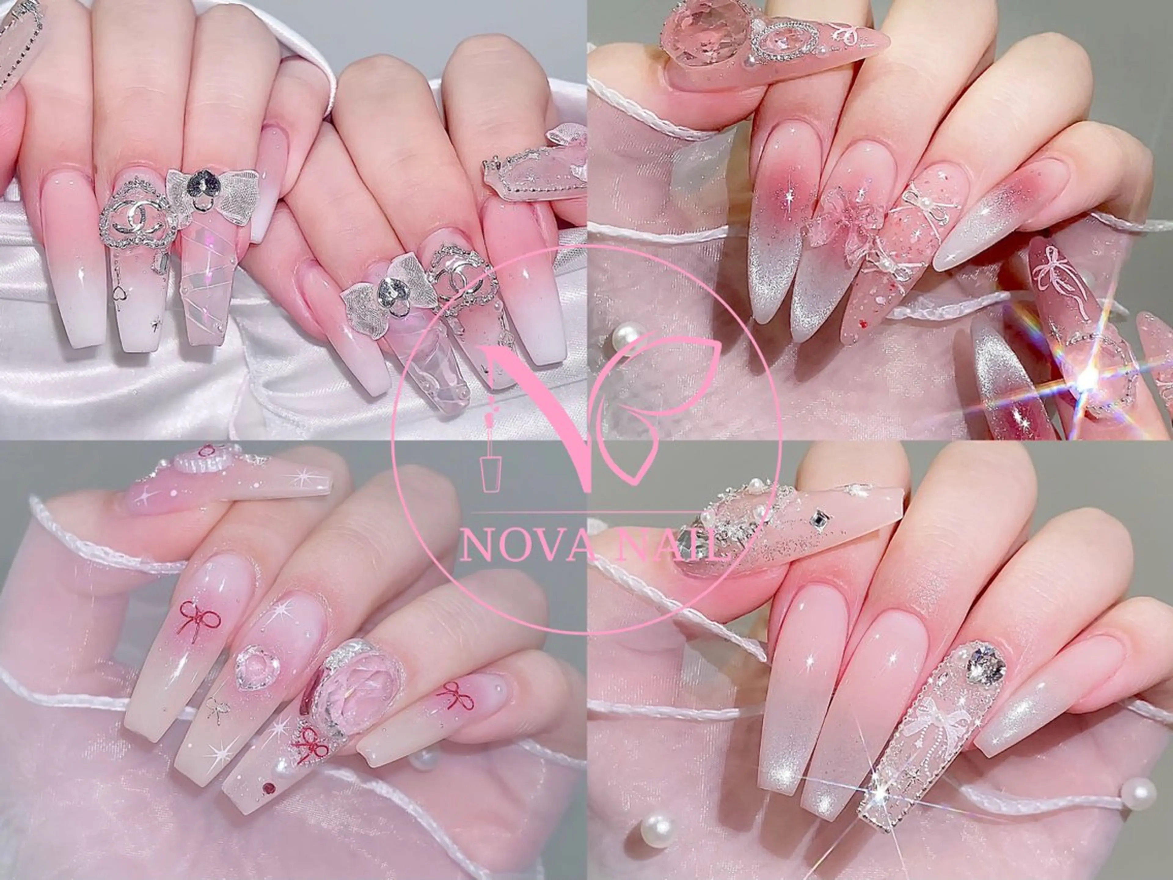 ネイル ブラウン フレンチネイル ジェルネイル キラキラネイル マグネットネイル Nova Nail Nambaのネイルデザイン