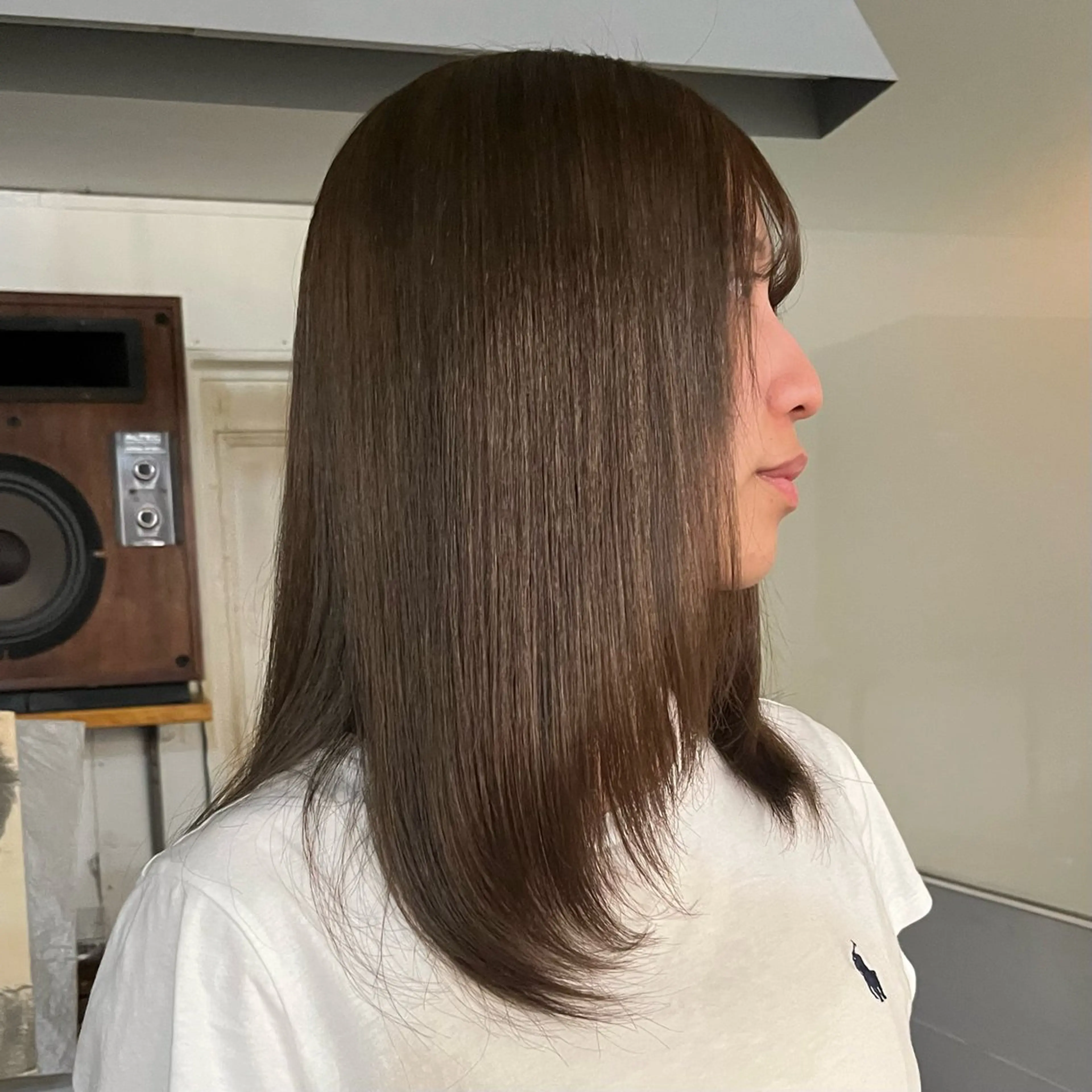 セミロング カラー 透明感カラー グレージュ ヘアカラー レイヤー/ベージュ mikuのヘアスタイル