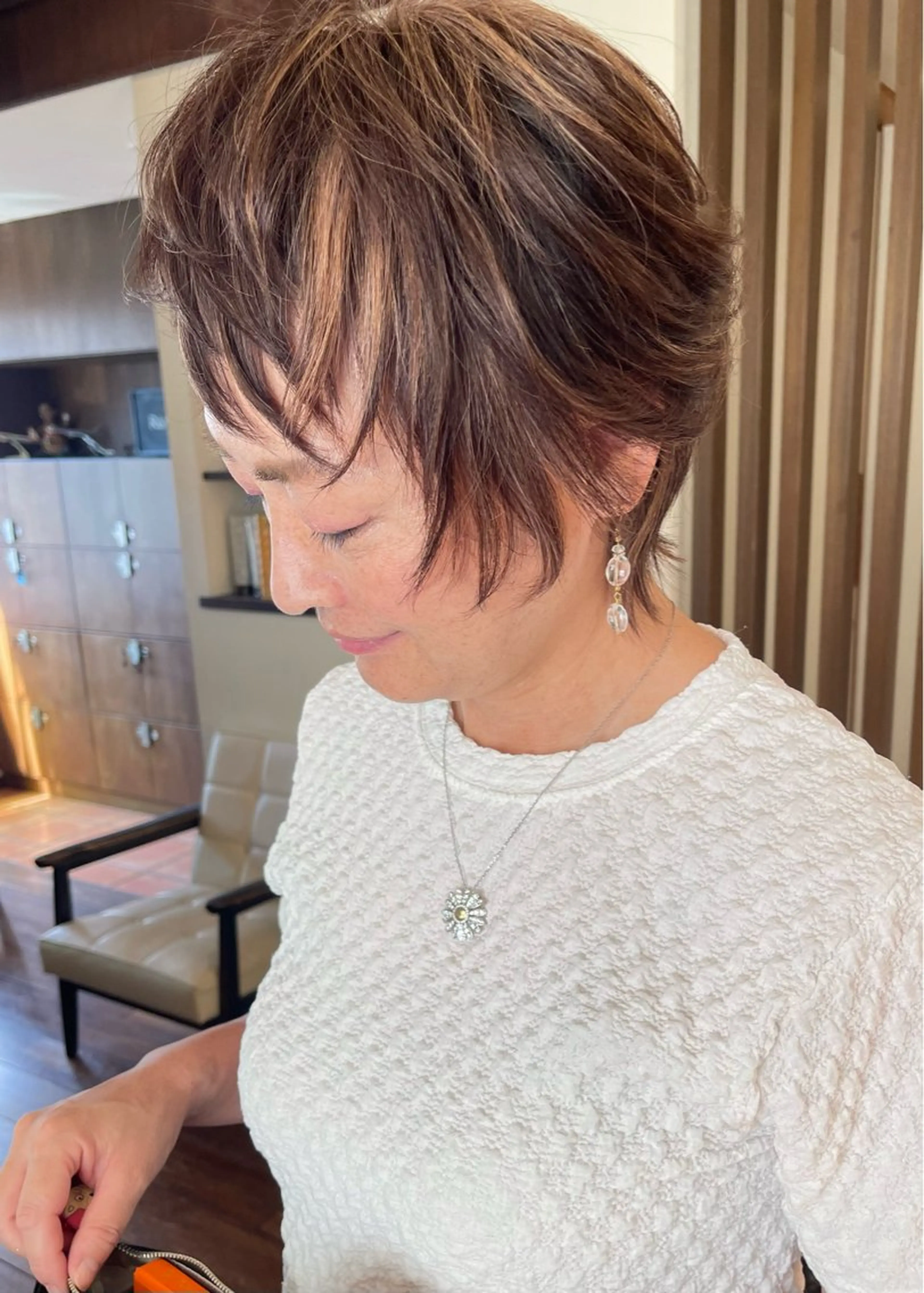 ショート カラー ハイライトカラー ハイライト ショートヘア カット ヘアカラー トリートメント 田室 和幸のヘアスタイル