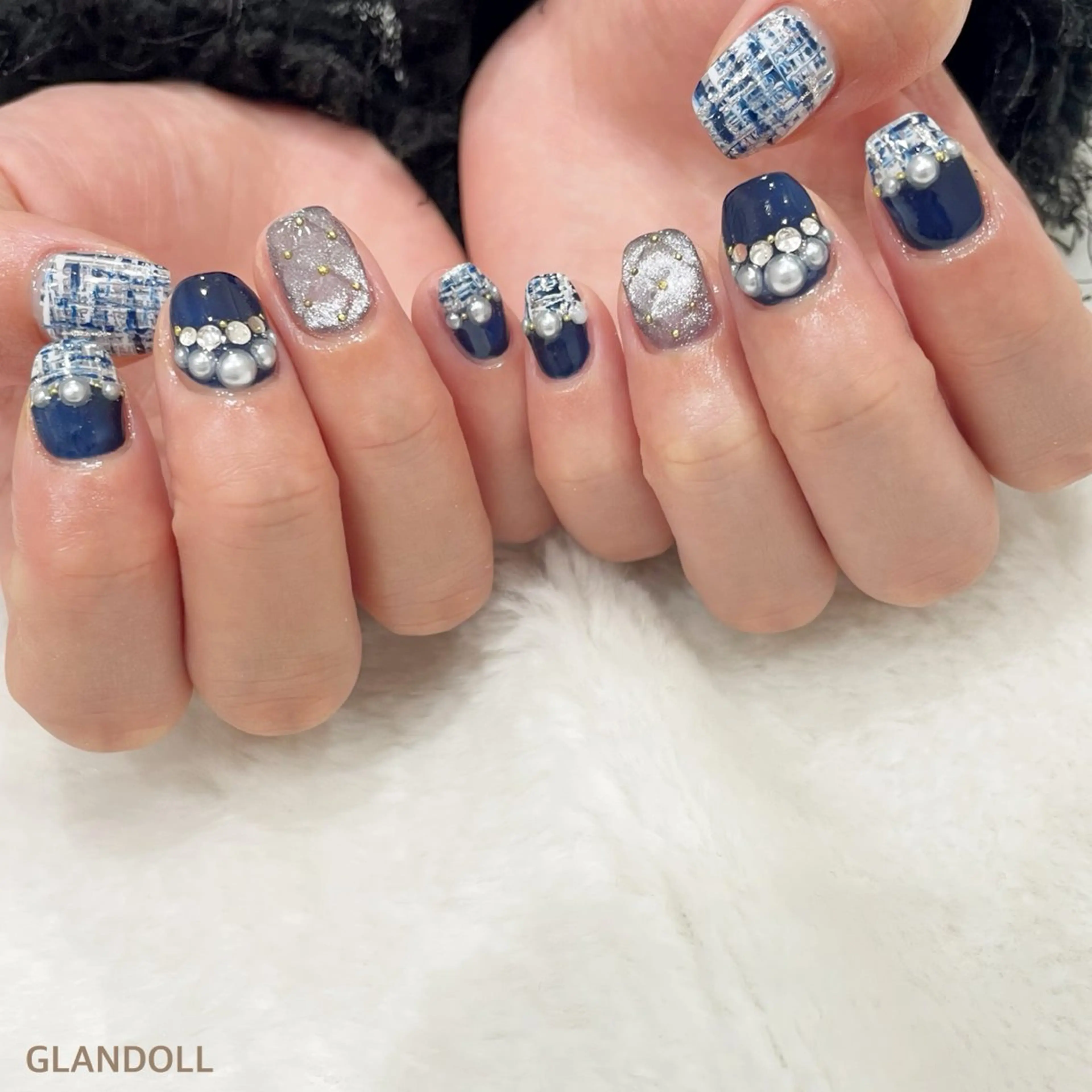 ネイル ツイードネイル ハンドネイル GLANDOLL YURIのネイルデザイン