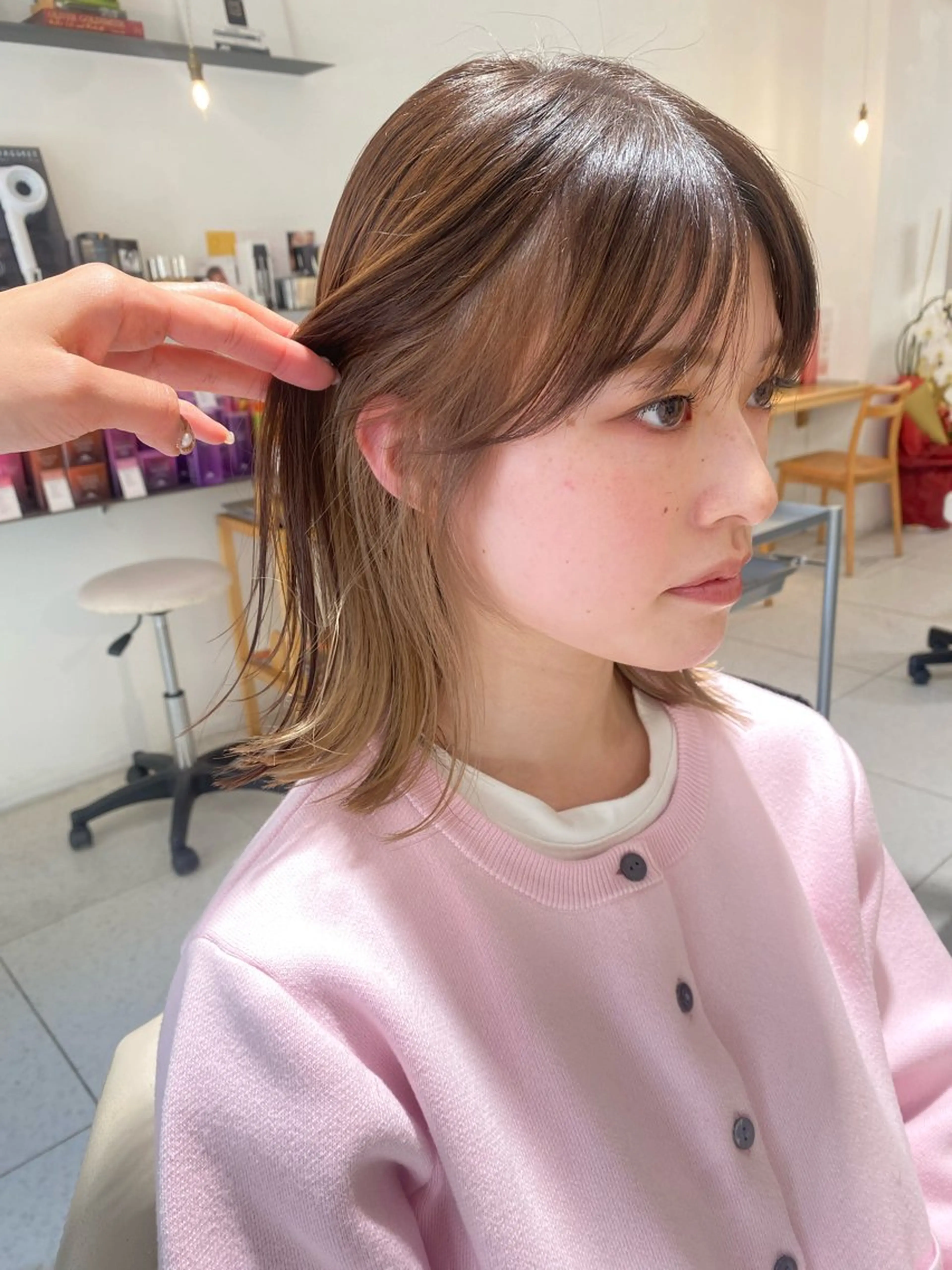 ミディアム カラー 安永 涼のヘアスタイル