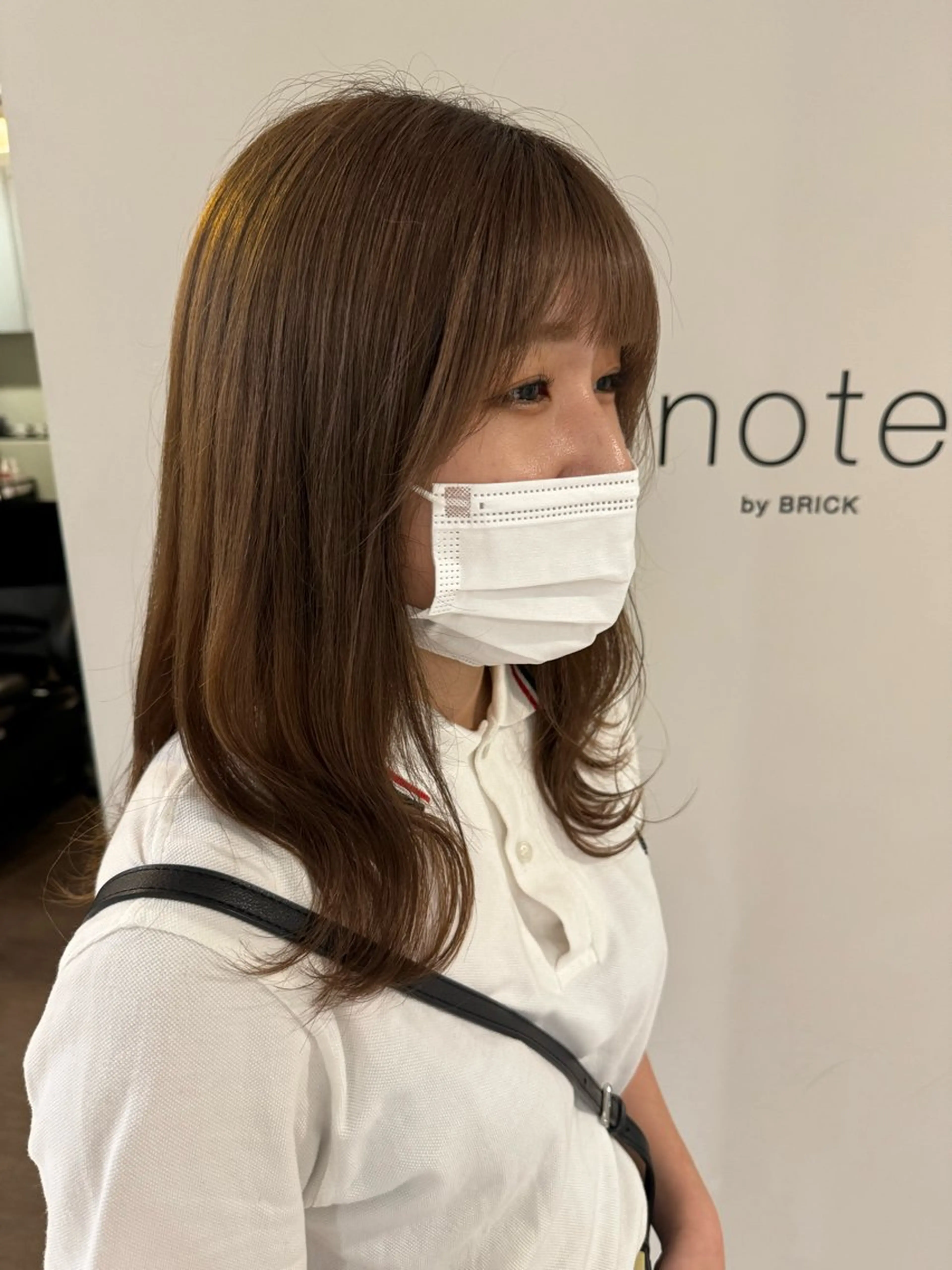 セミロング カラー ベージュカラー ブリーチ オレンジ BRICK HAIR & SPA 松山所属・miyu .のヘアスタイル