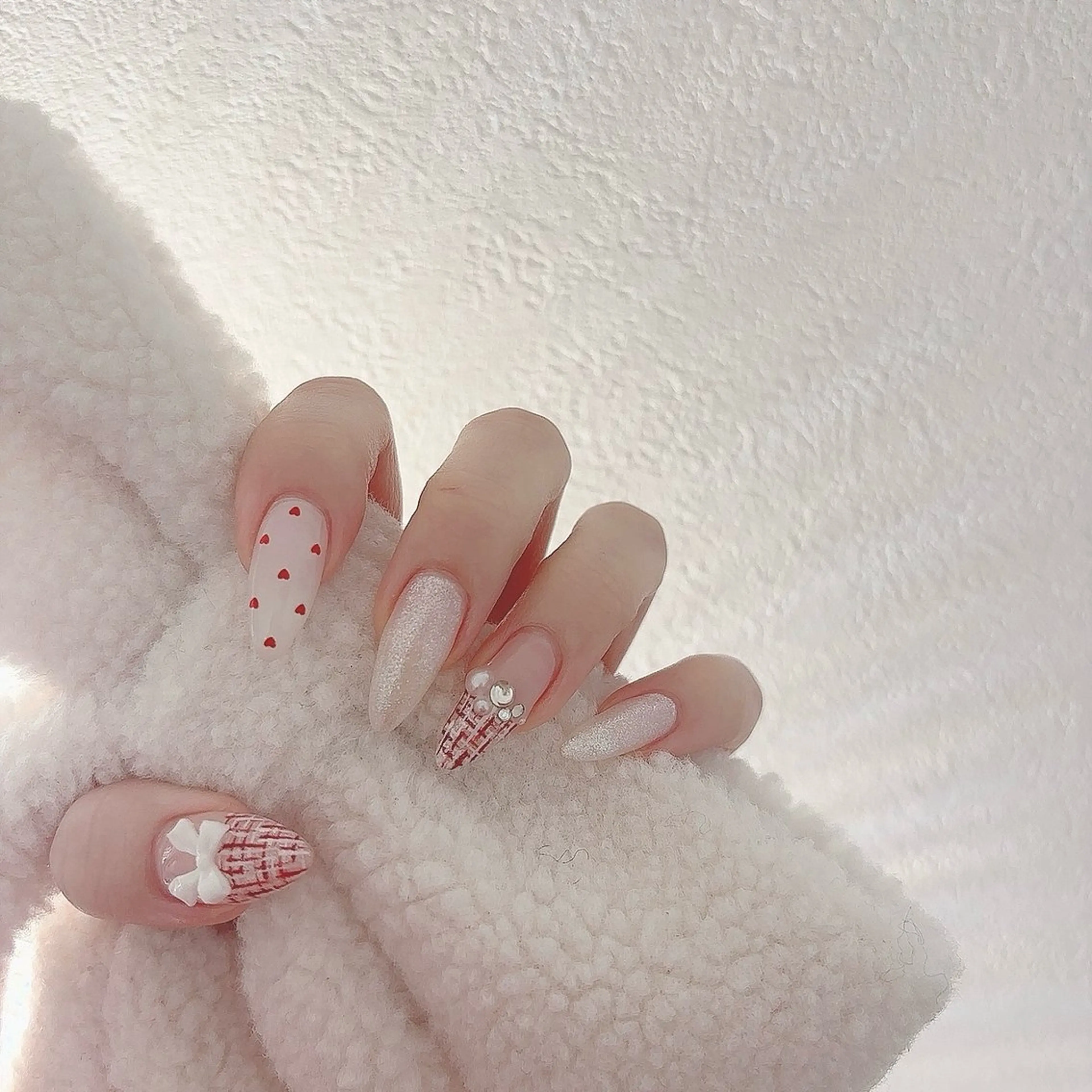 💖【韓国/中国ネイル】ワンホンお任せパーツ付きの写真