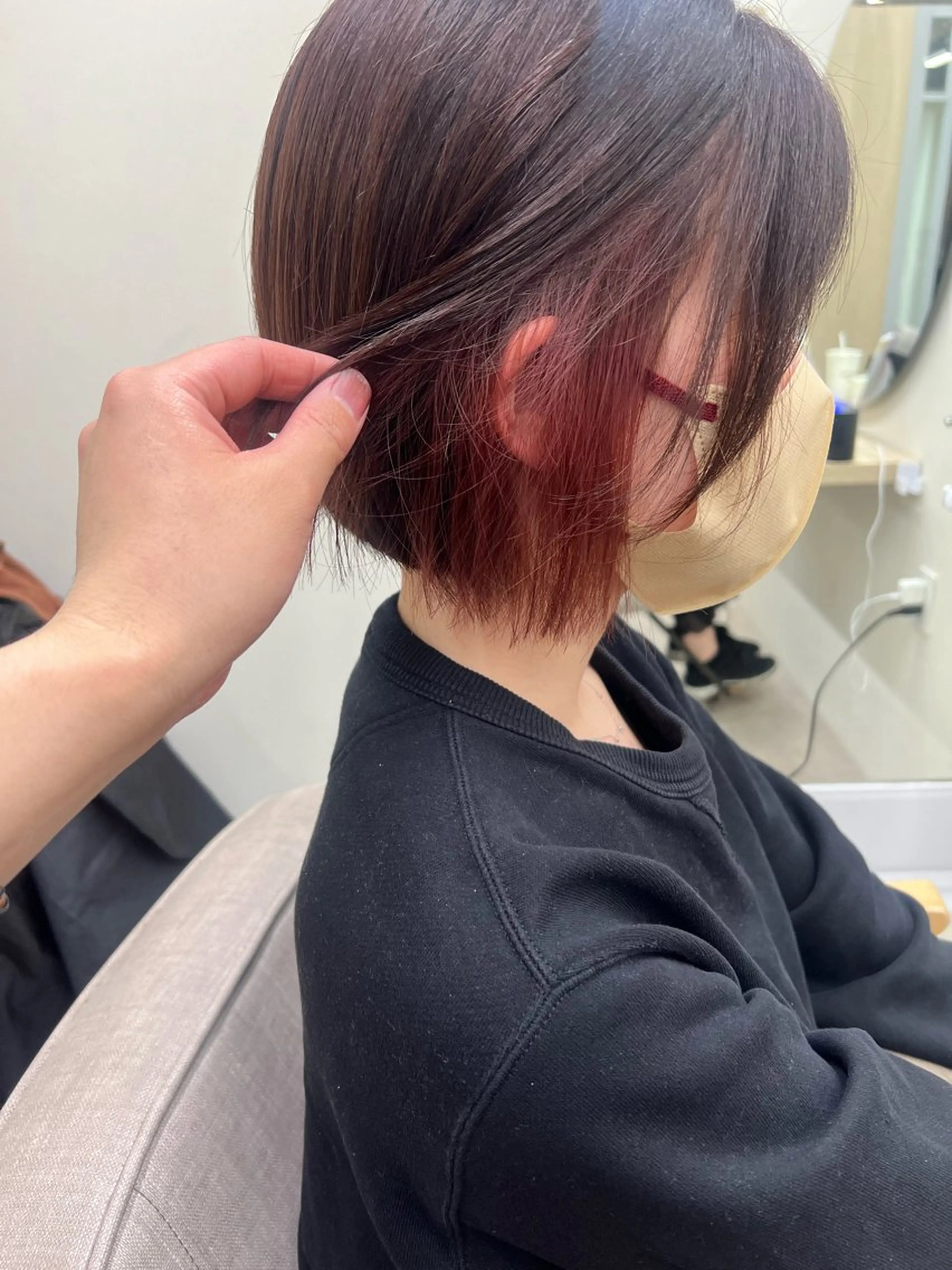 ショート カラー ピンクカラー メンズ レイヤー ウルフ 弓木啓輔のヘアスタイル