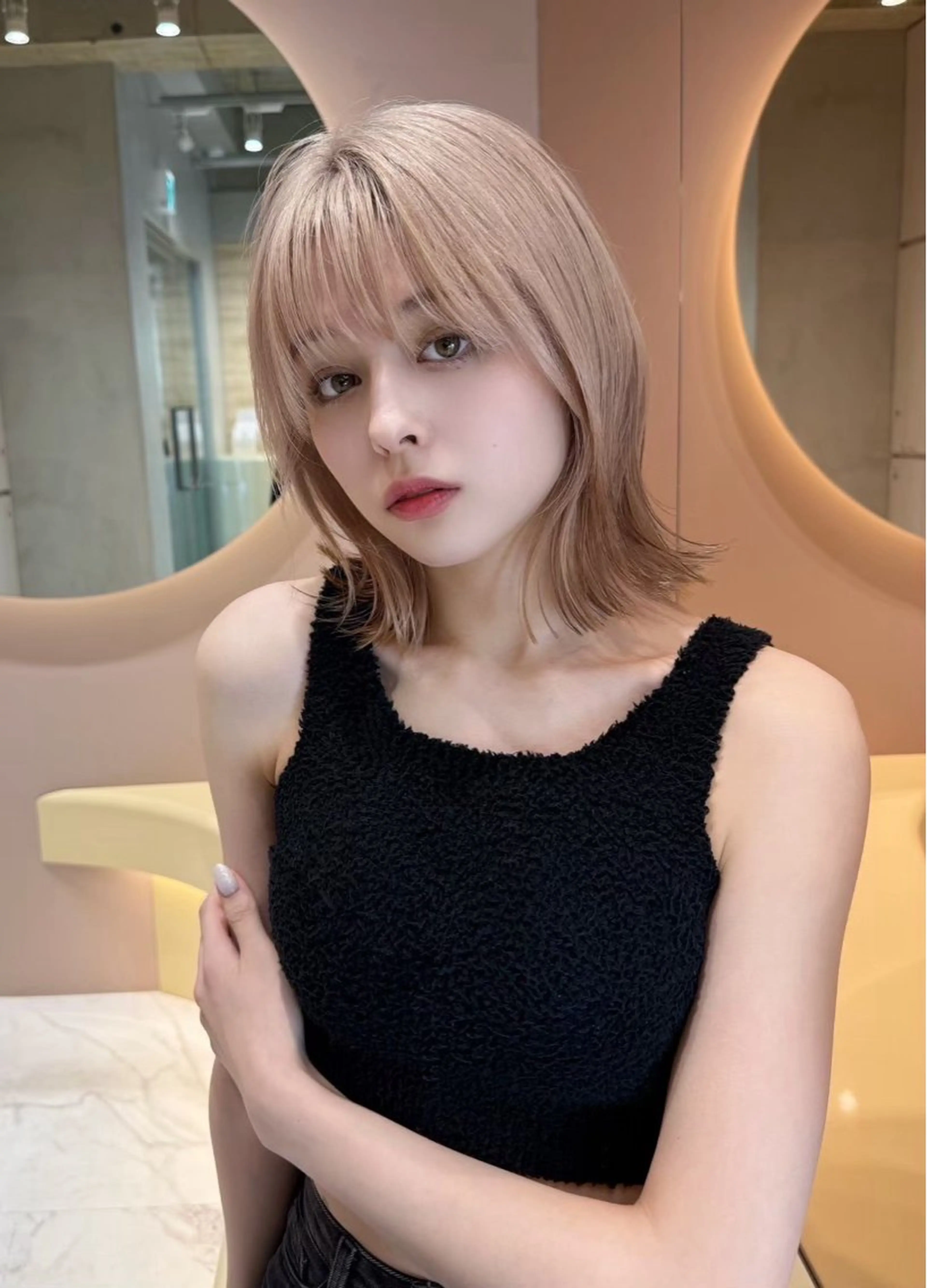 ミディアム カラー ヘアアレンジ GLROW大宮所属・大宮🎨高明度/カラ ー/髪質改善/ハルのヘアスタイル
