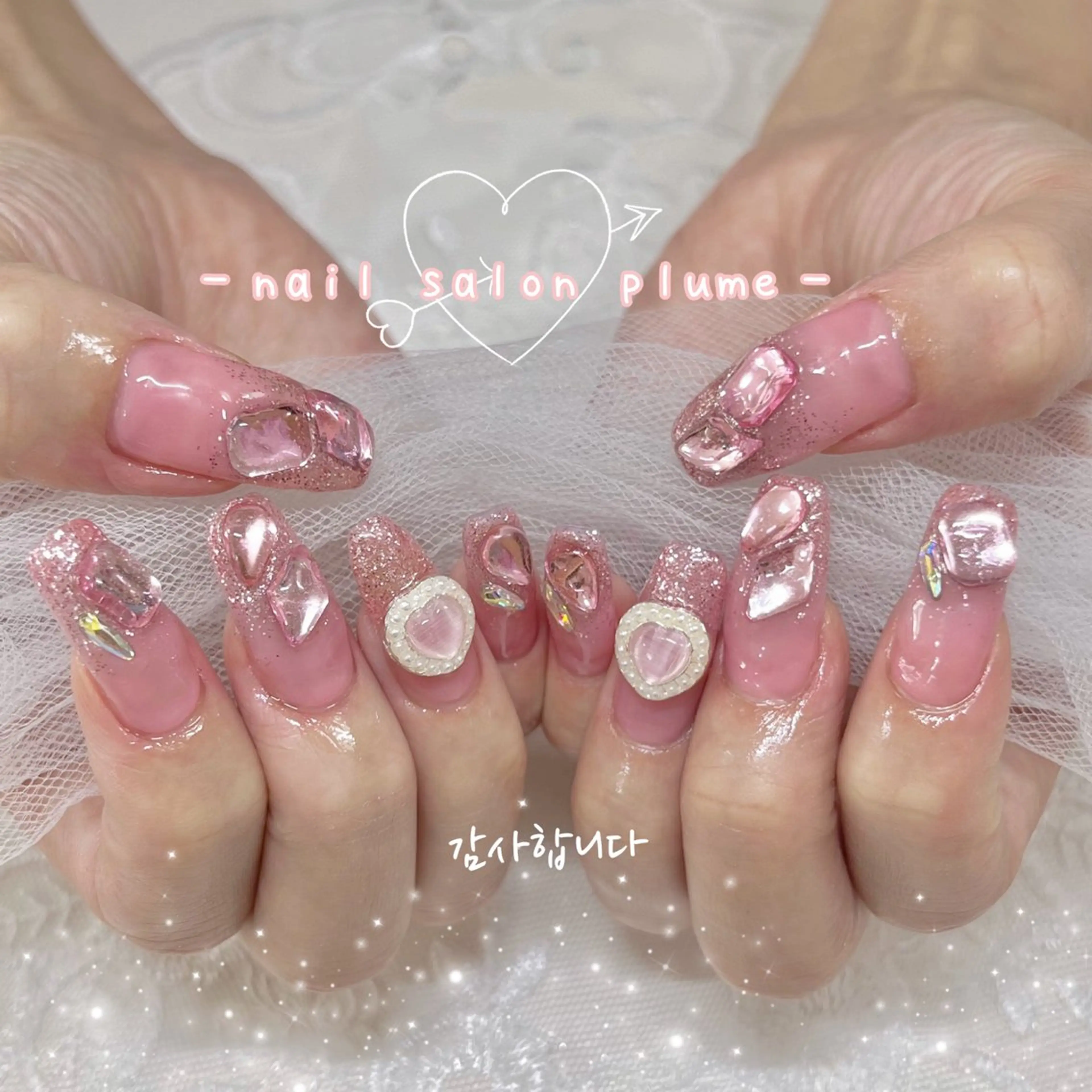 ネイル ストーンネイル ハンドネイル plume nail ☆韓国ネイルのネイルデザイン