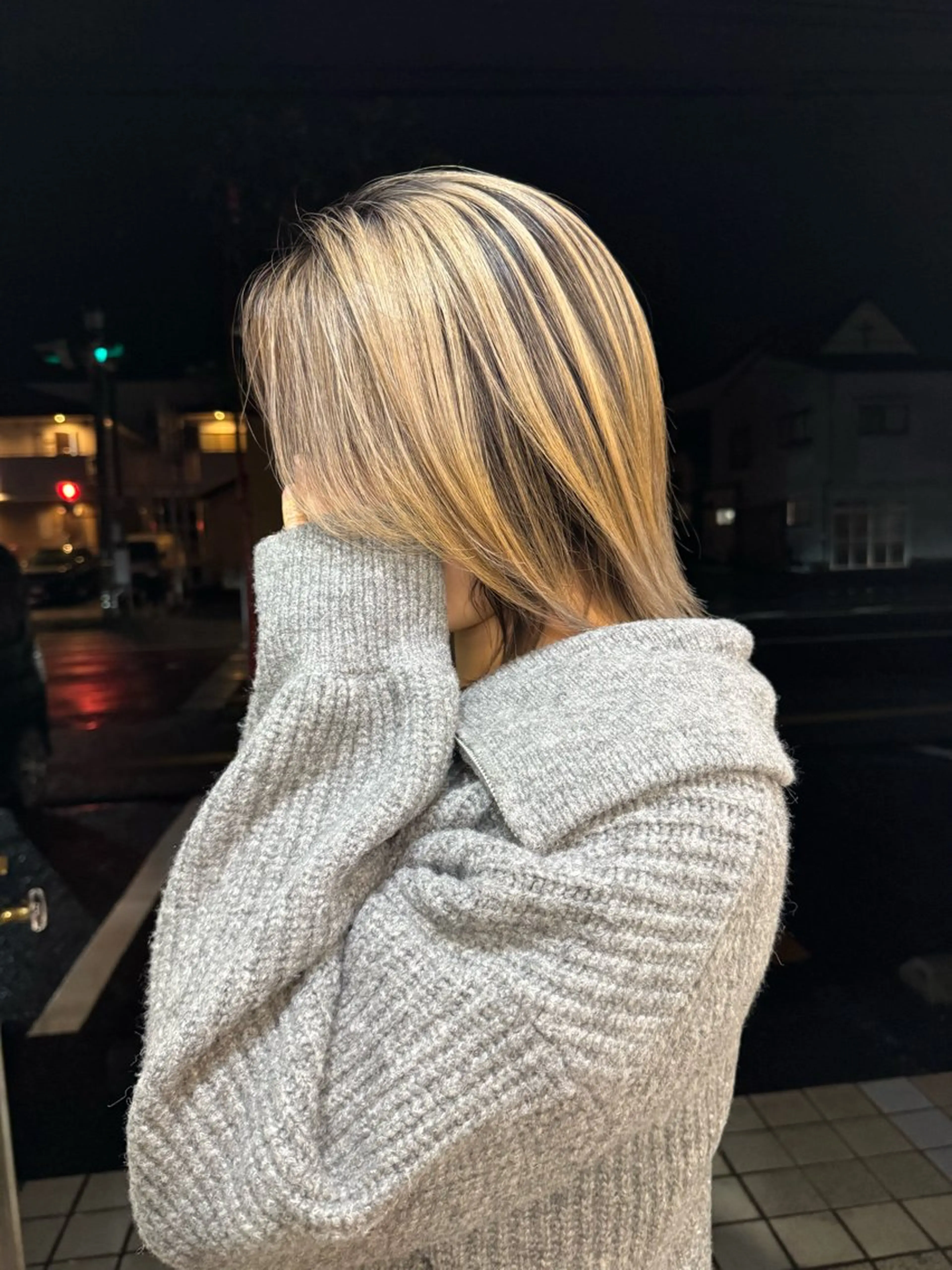 ミディアム カラー バレイヤージュ レイヤーカット ヘアカラー ハイトーン 清水/草薙/kanaのヘアスタイル