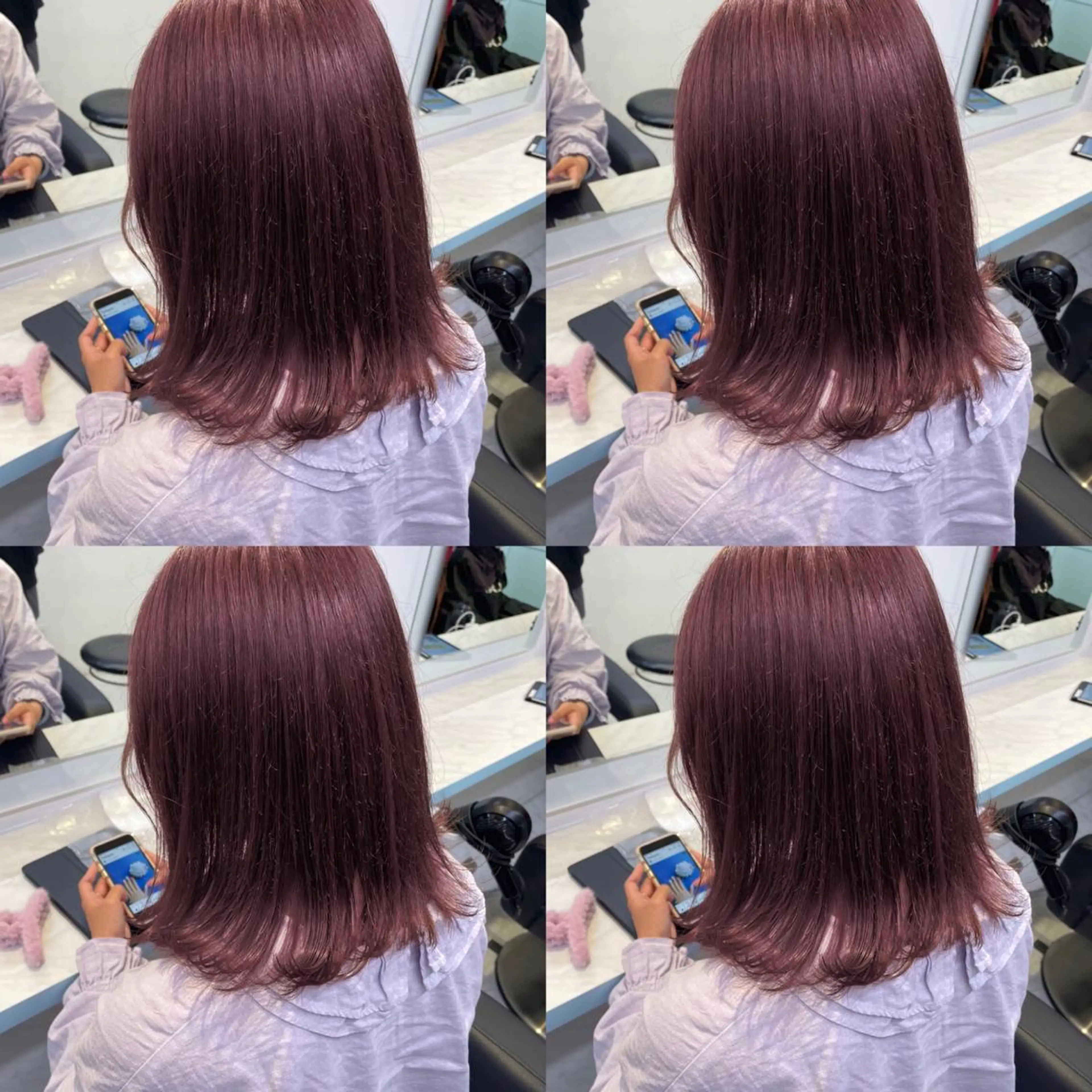 ミディアム カット ヘアカラー トリートメント 顔周りレイヤー/新宿 /モテ艶カラー/航介のヘアスタイル