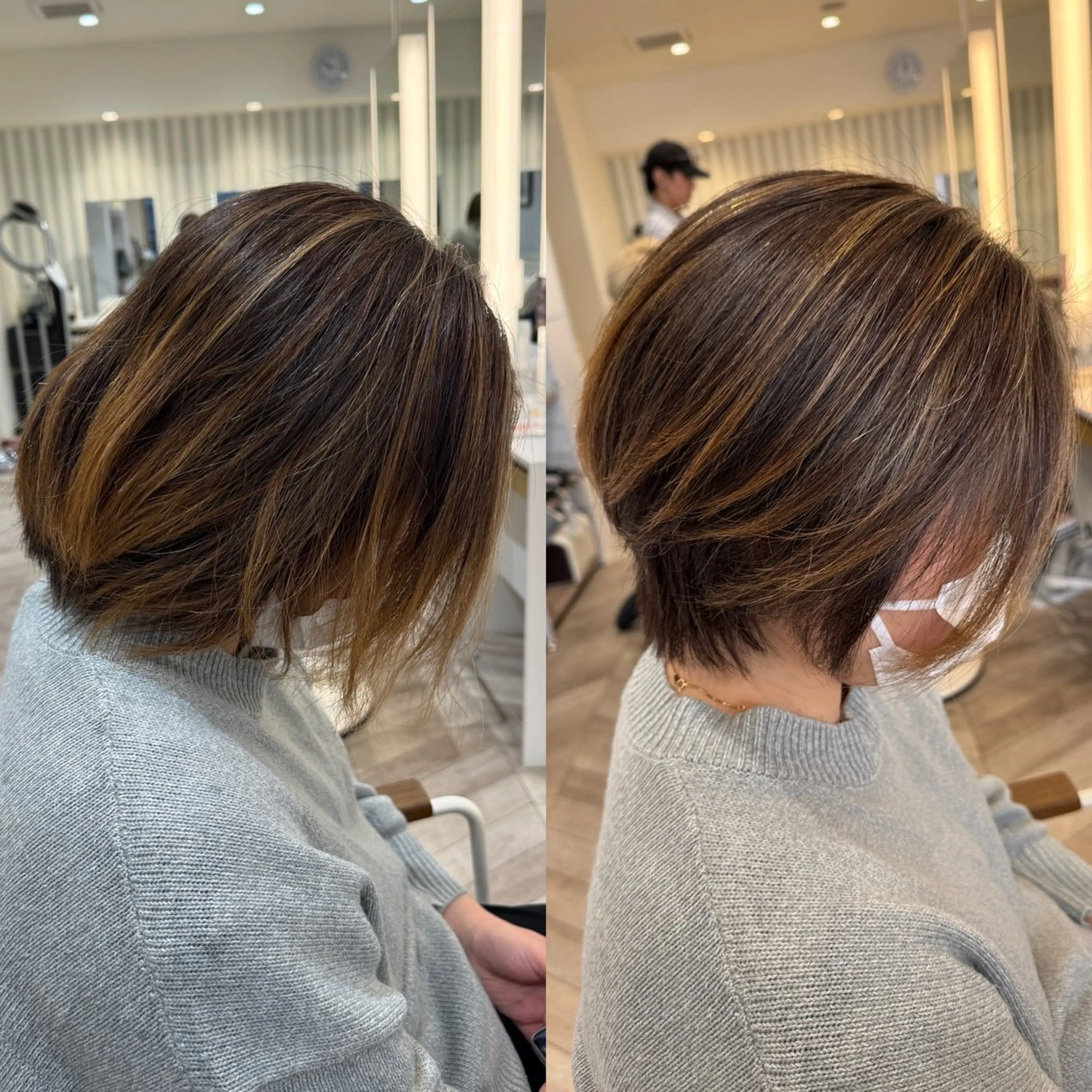 ショート〜ボブ対象【白髪ぼかし】カラー+ハイライト+カット+トリートメントの写真