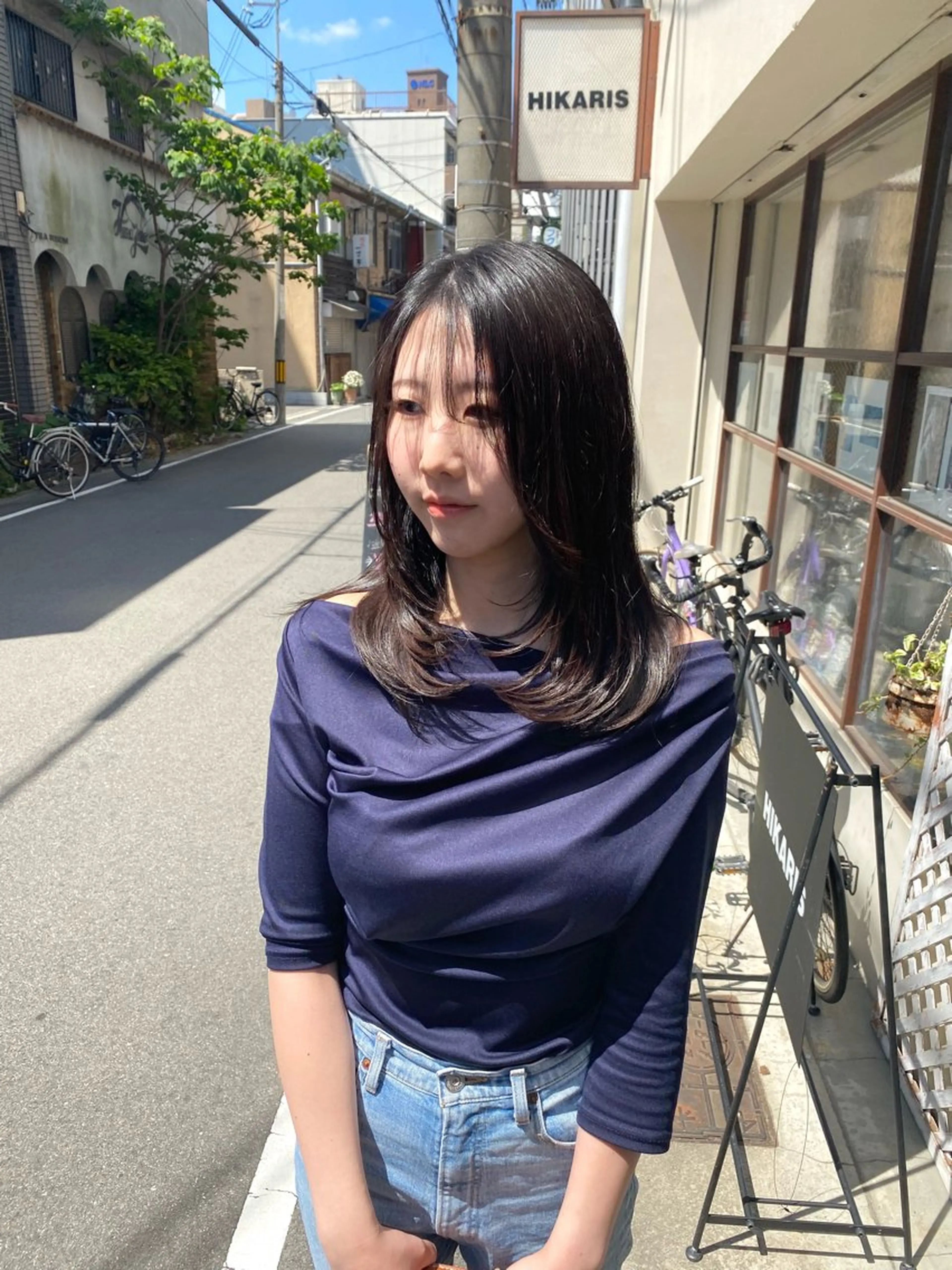 ミディアム カラー 透明感カラー 顔周りカット レイヤーカット シースルーバング ウチダ ユウヤのヘアスタイル