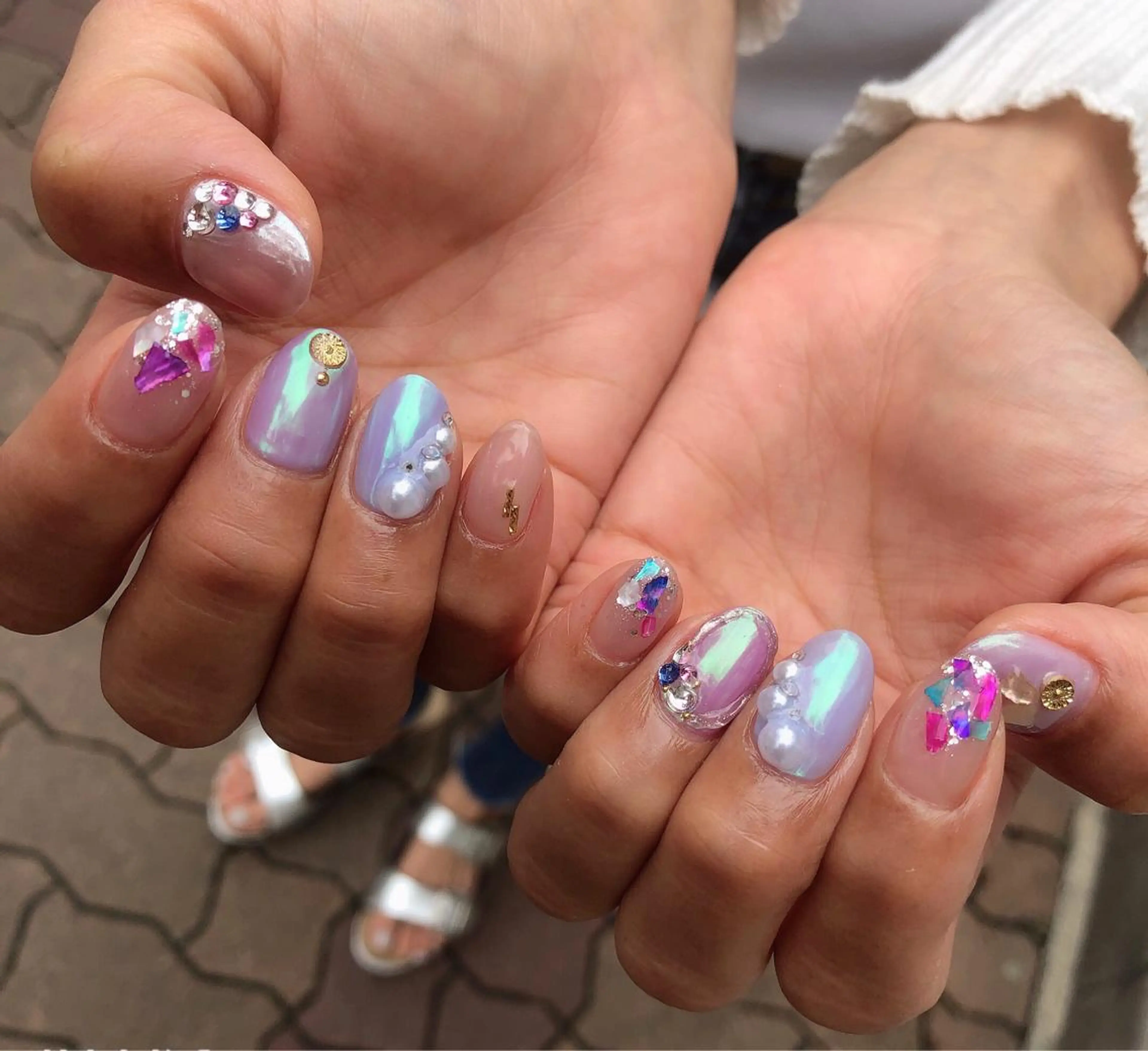 ロング カラー ヘアアレンジ キッズ ネイル マツエク・マツパ ハンドネイル 福田 加奈のネイルデザイン