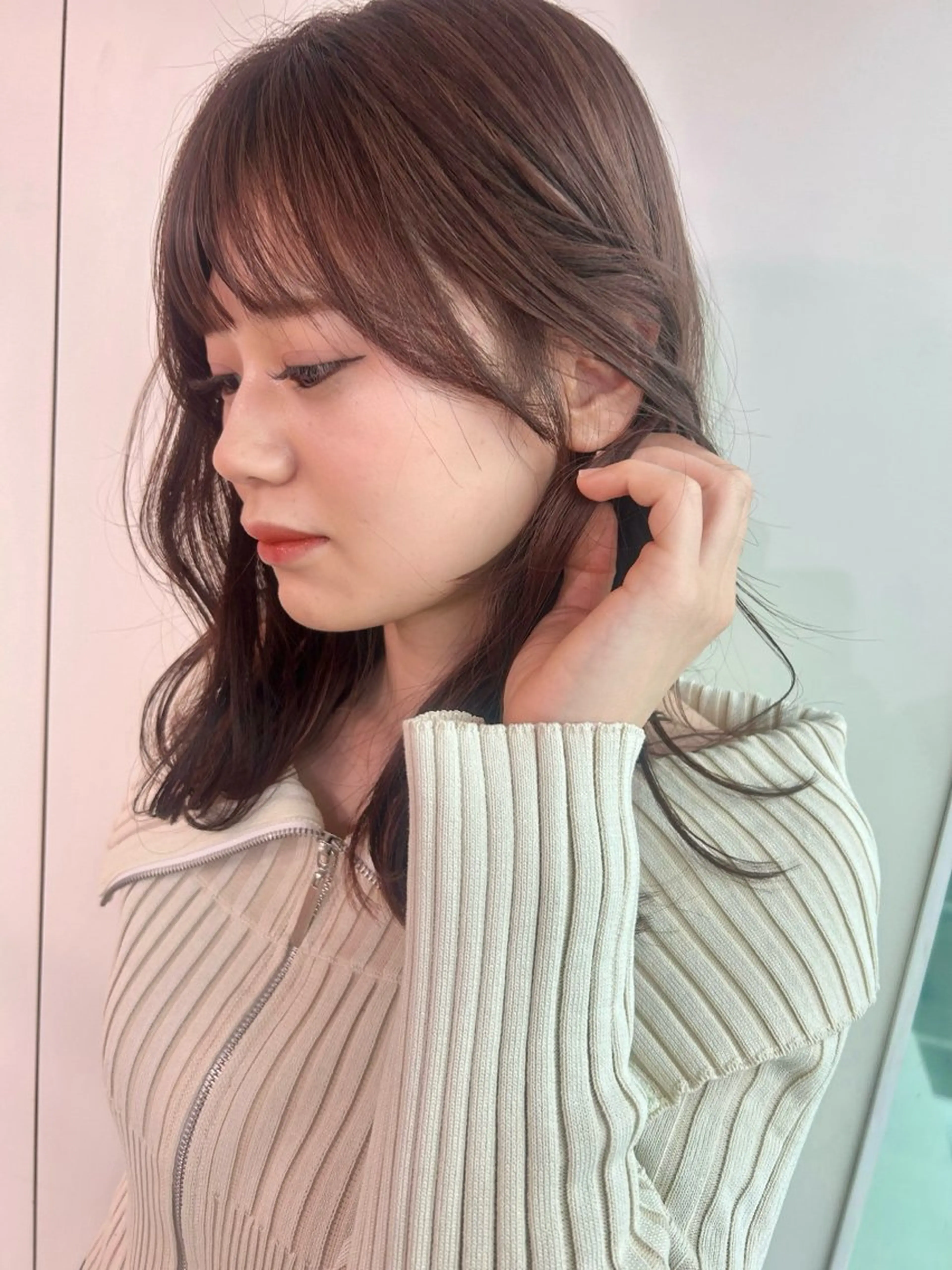 セミロング カラー グレージュ ラベンダーカラー モカグレージュ 小倉/レイヤー/ 顔周りカット/naoのヘアスタイル